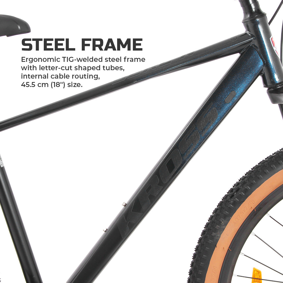 BERLIN 27.5T Single Speed MTB with Suspension Fork, Dual Disc Brakes, Steel Frame & 2.4” Tyres (27.5T, SS, DD) Black