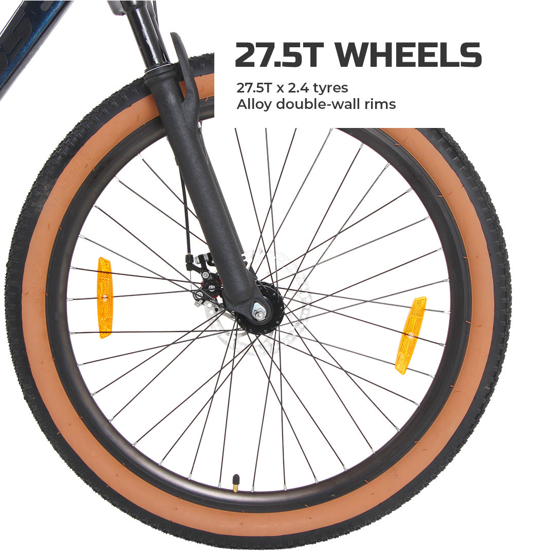 BERLIN 27.5T Single Speed MTB with Suspension Fork, Dual Disc Brakes, Steel Frame & 2.4” Tyres (27.5T, SS, DD) Black