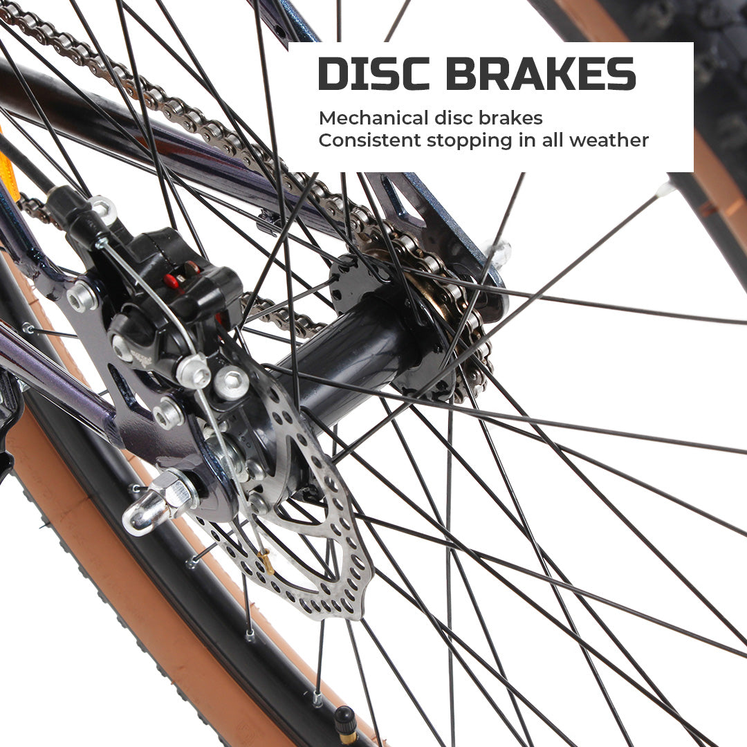 BERLIN 27.5T Single Speed MTB with Suspension Fork, Dual Disc Brakes, Steel Frame & 2.4” Tyres (27.5T, SS, DD) Black