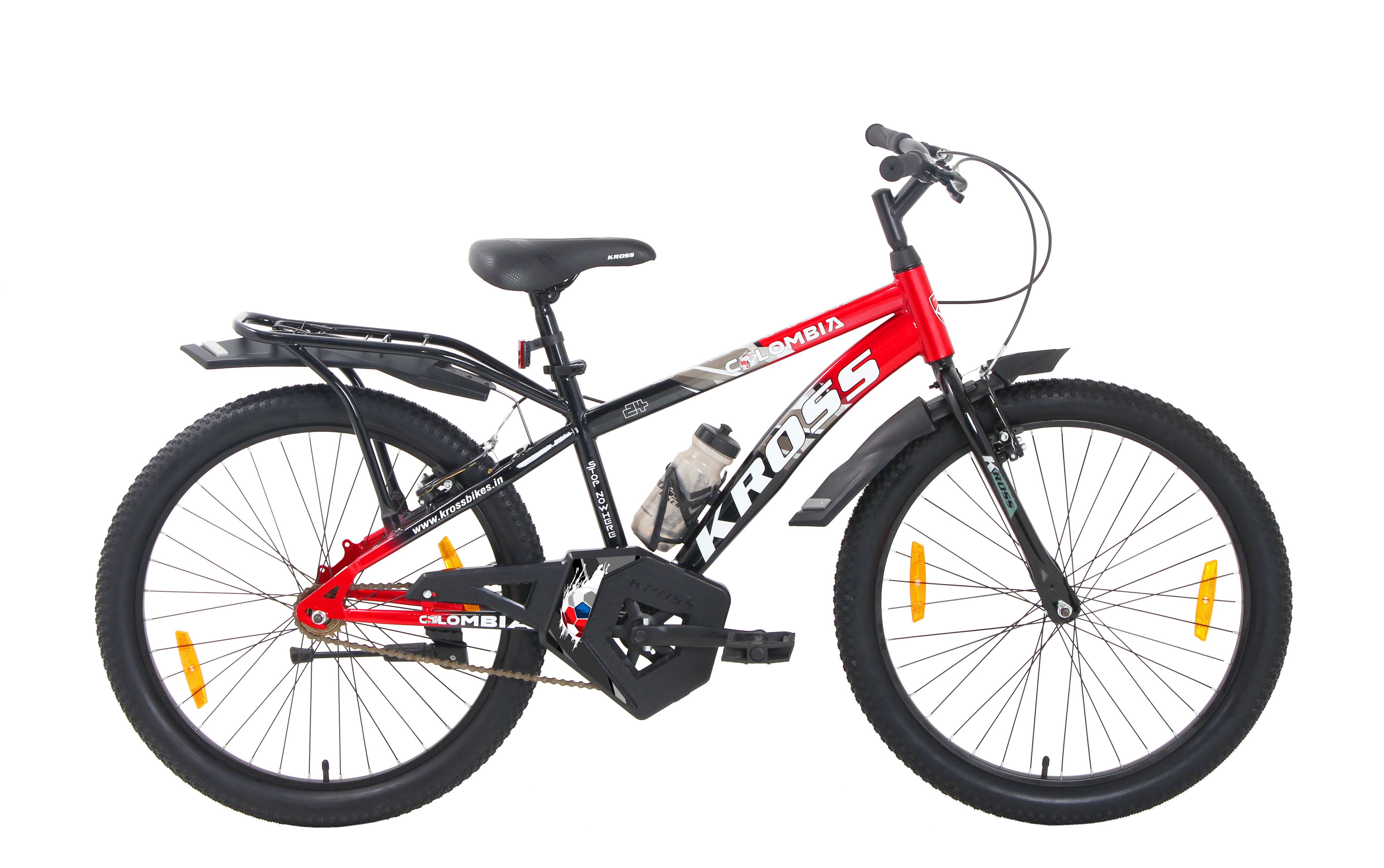 Kross Colombia 26T IBC V-Brake Single Speed Bicycle with Mudguard & Bottle Cage (Red/Black)