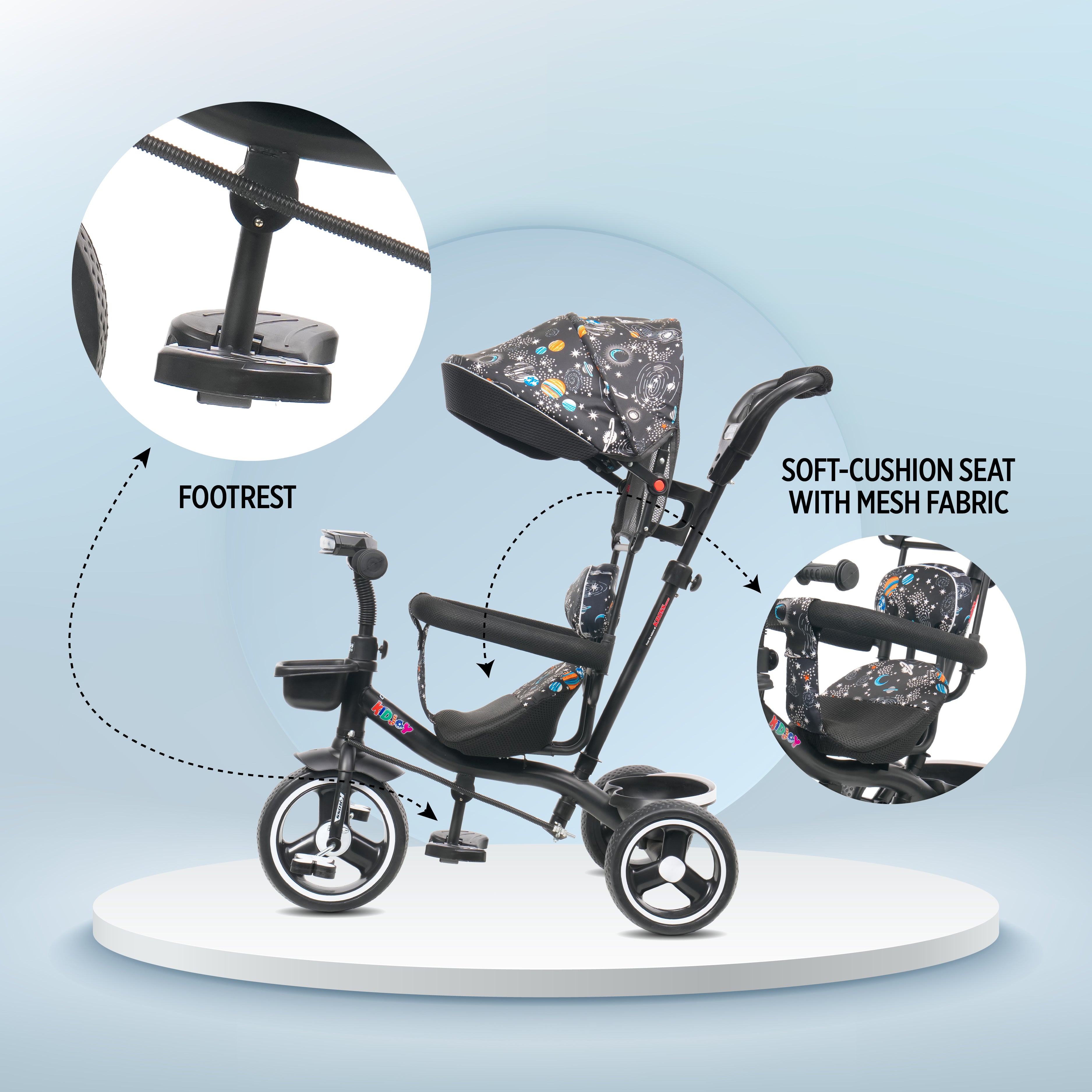 KidJoy 3-in-1 Tricycle with Canopy & Music