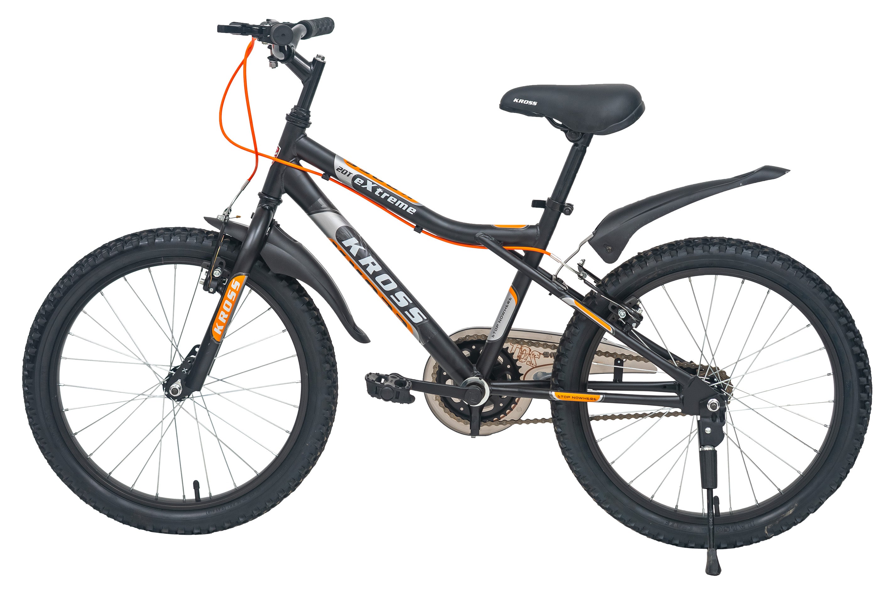 Extreme Kross 20T Matt Black Bicycle with Alloy Rims, Ideal for 6–9 Years