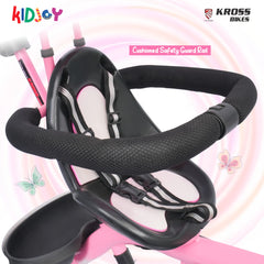 Kidjoy EX-1 3-in-1 Kids Tricycle with Adjustable Parental Handle, Detachable Canopy, EVA Tyres, Safety Belt & Rear Basket (1–4 Years) (Pink/White)