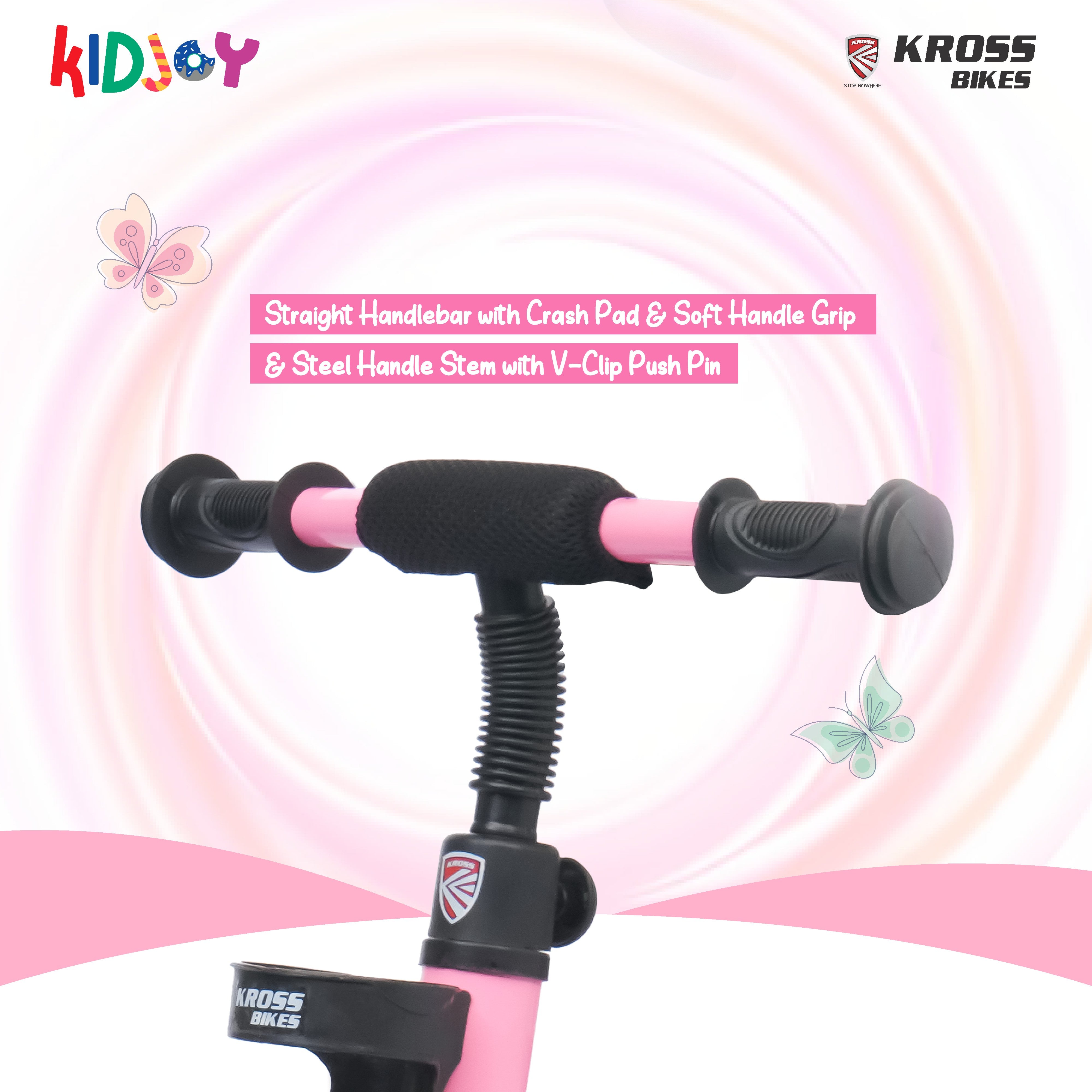 Kidjoy EX-1 3-in-1 Kids Tricycle with Adjustable Parental Handle, Detachable Canopy, EVA Tyres, Safety Belt & Rear Basket (1–4 Years) (Pink/White)