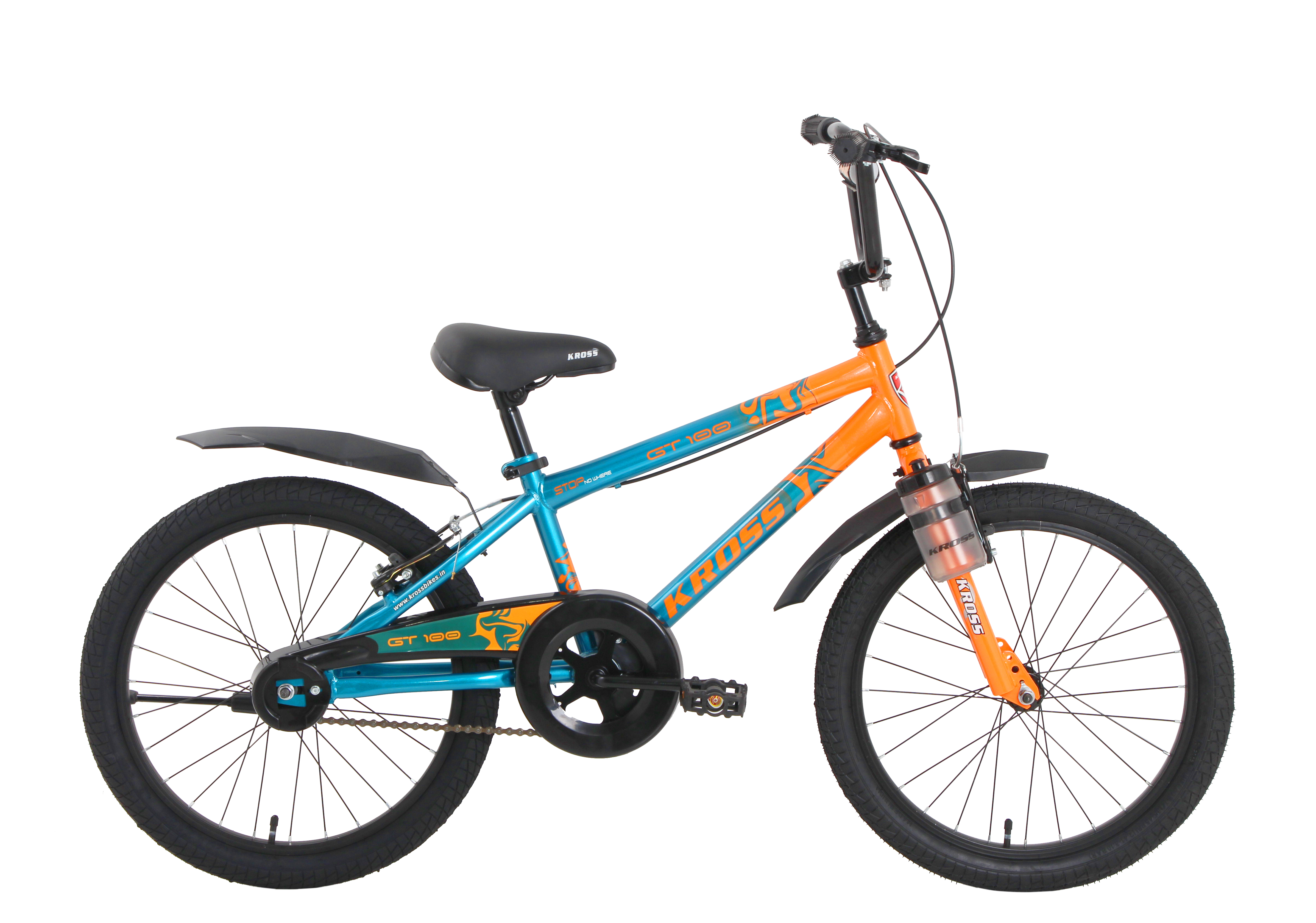 Kross GT-100 20T Kids Bicycle | Green-Orange | Single Speed | V-Brake