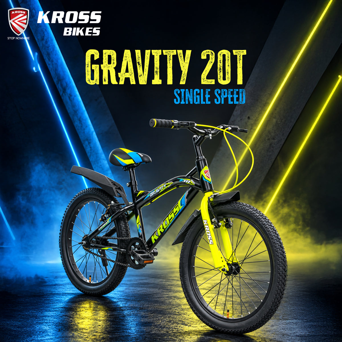 Gravity 20T Black Steel Single Speed V-Brake (6-8 Years)