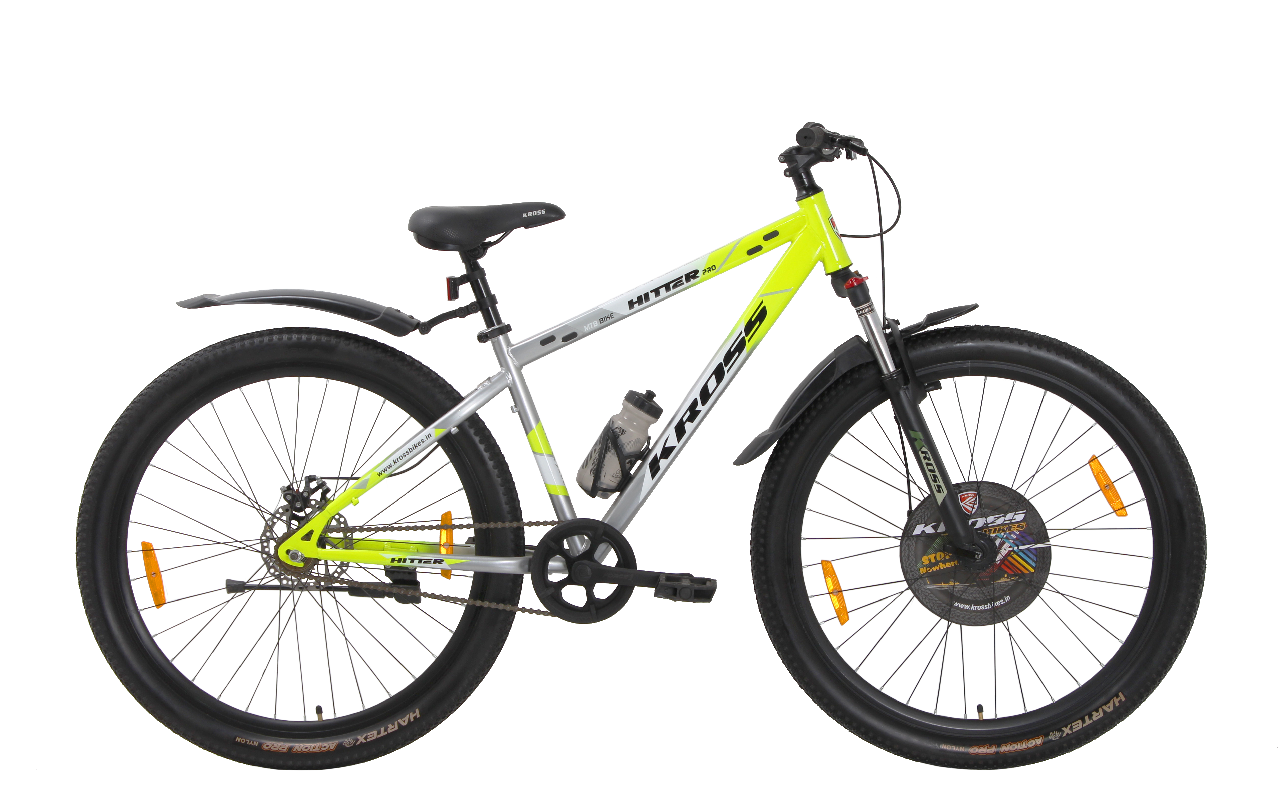 Kross Hitter 29T Mountain Bicycle for Adults | Single Speed | Steel Frame | Front Suspension with Lockout | Dual Disc Brakes | Green & Silver