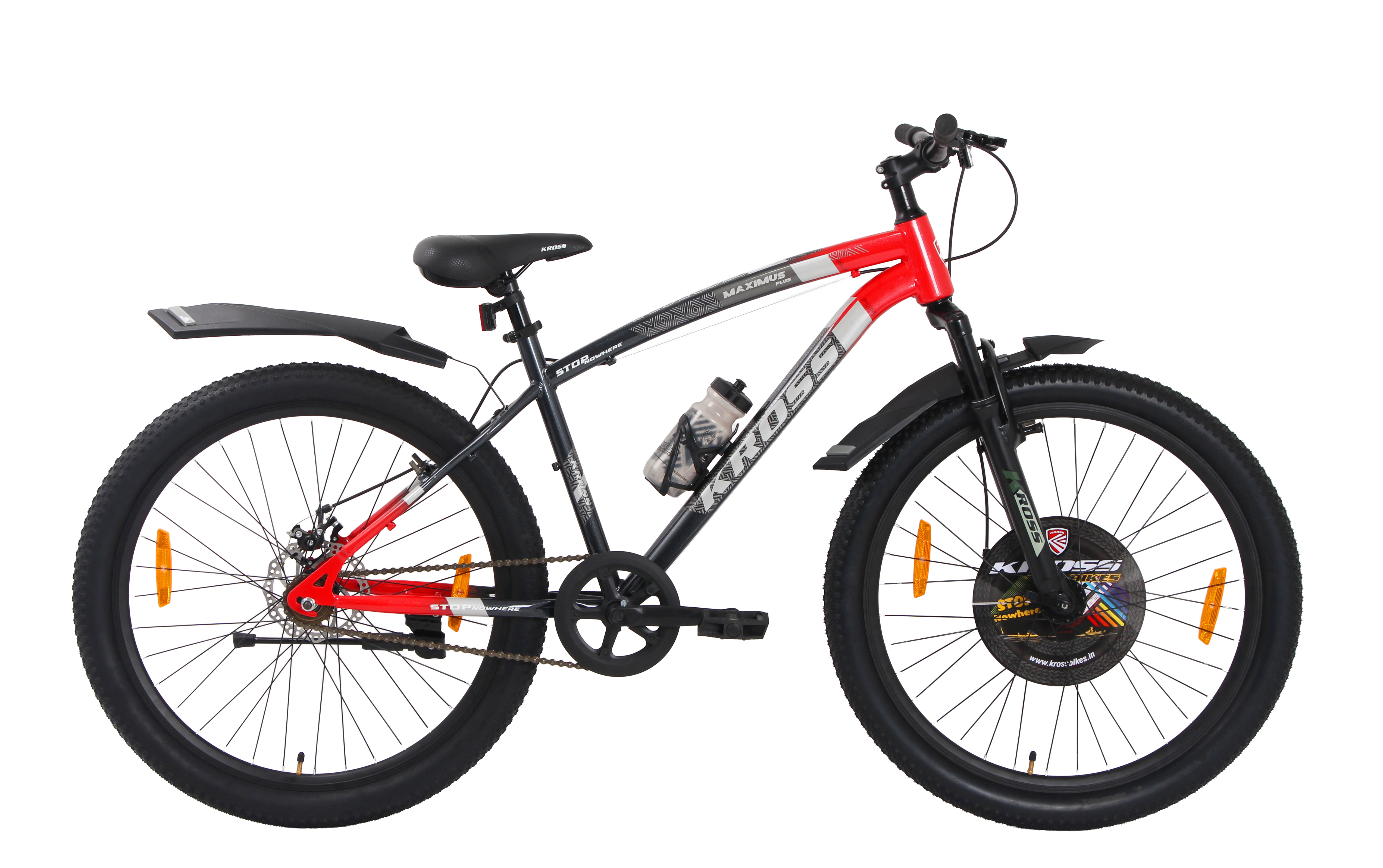 Kross Maximus Plus 26T Steel Single Speed Mountain Bike with Front & Rear Disc Brakes (26x2.40T, Red Alloy Rims) (Copy)