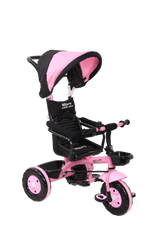 Kidjoy SS-100 Kids Tricycle for 1.5–4 Years with Parental Handle, Canopy & Safety Guard – Steel Frame (Pink)