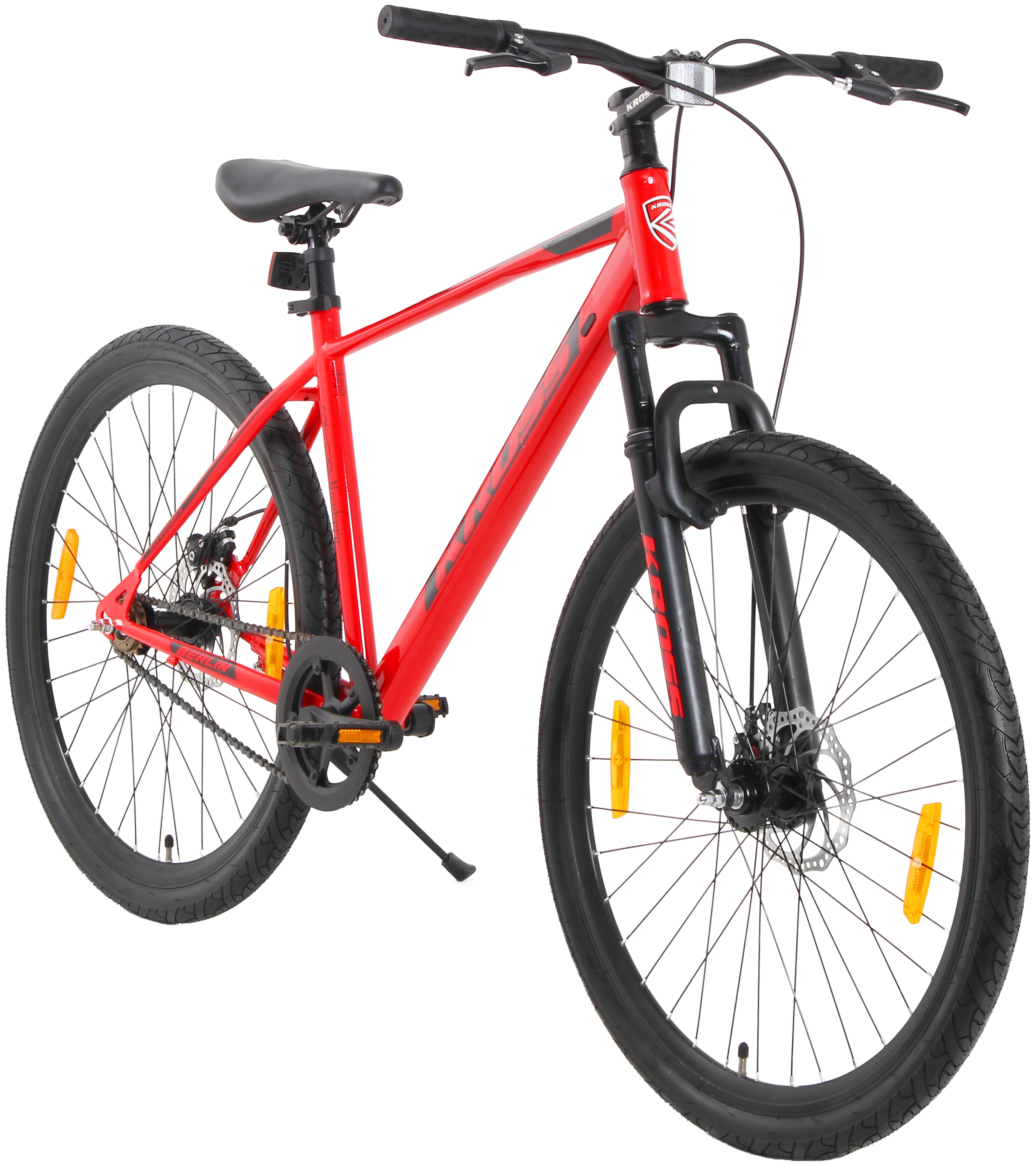 KROSS BERLIN 27.5T Single Speed Mountain Bike | Dual Disc Brakes, Suspension Fork, Steel Frame, 27.5 × 1.75 Tyres (Red)