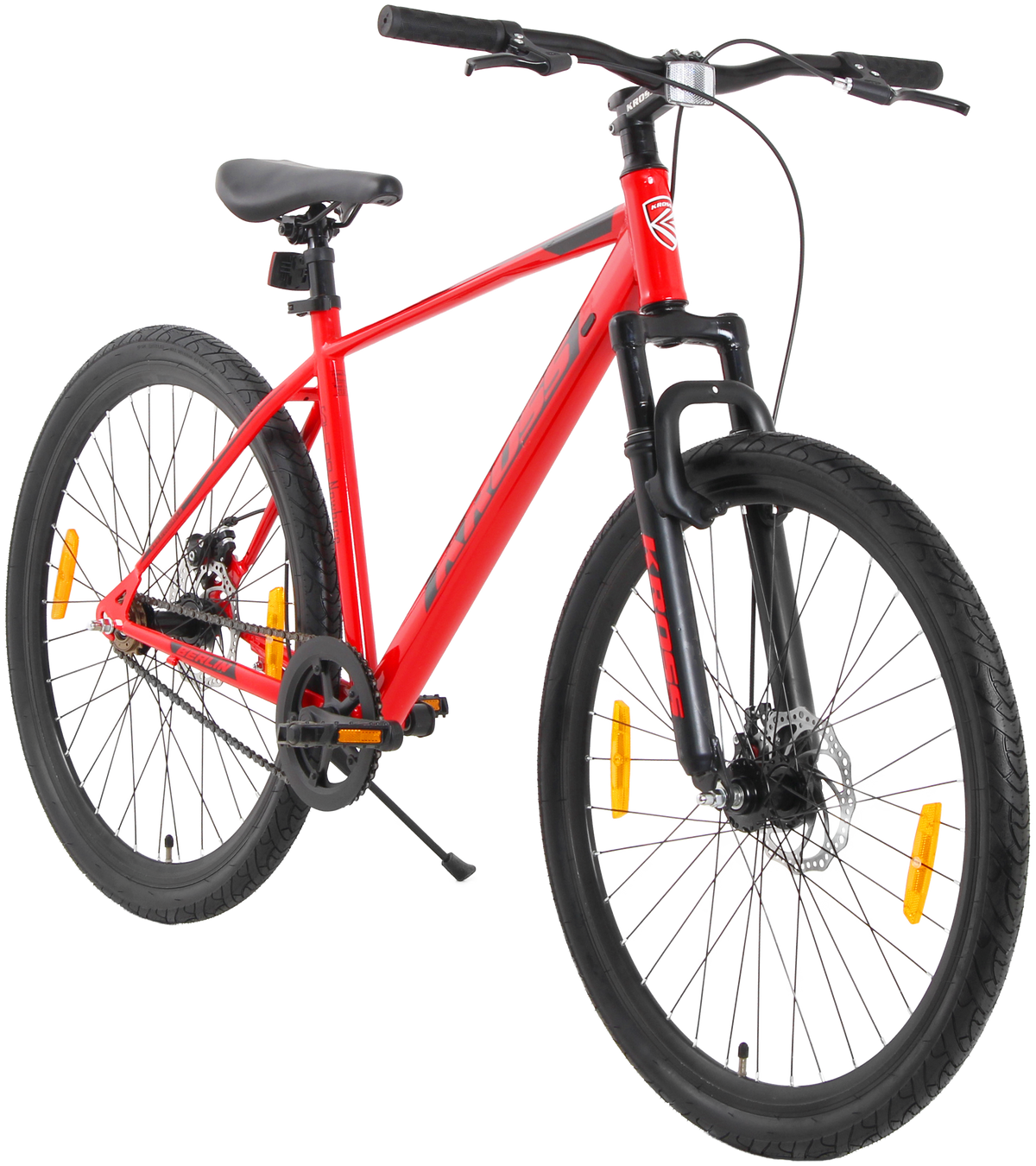 KROSS BERLIN 27.5T Single Speed Mountain Bike | Dual Disc Brakes, Suspension Fork, Steel Frame, 27.5 × 1.75 Tyres (Red)