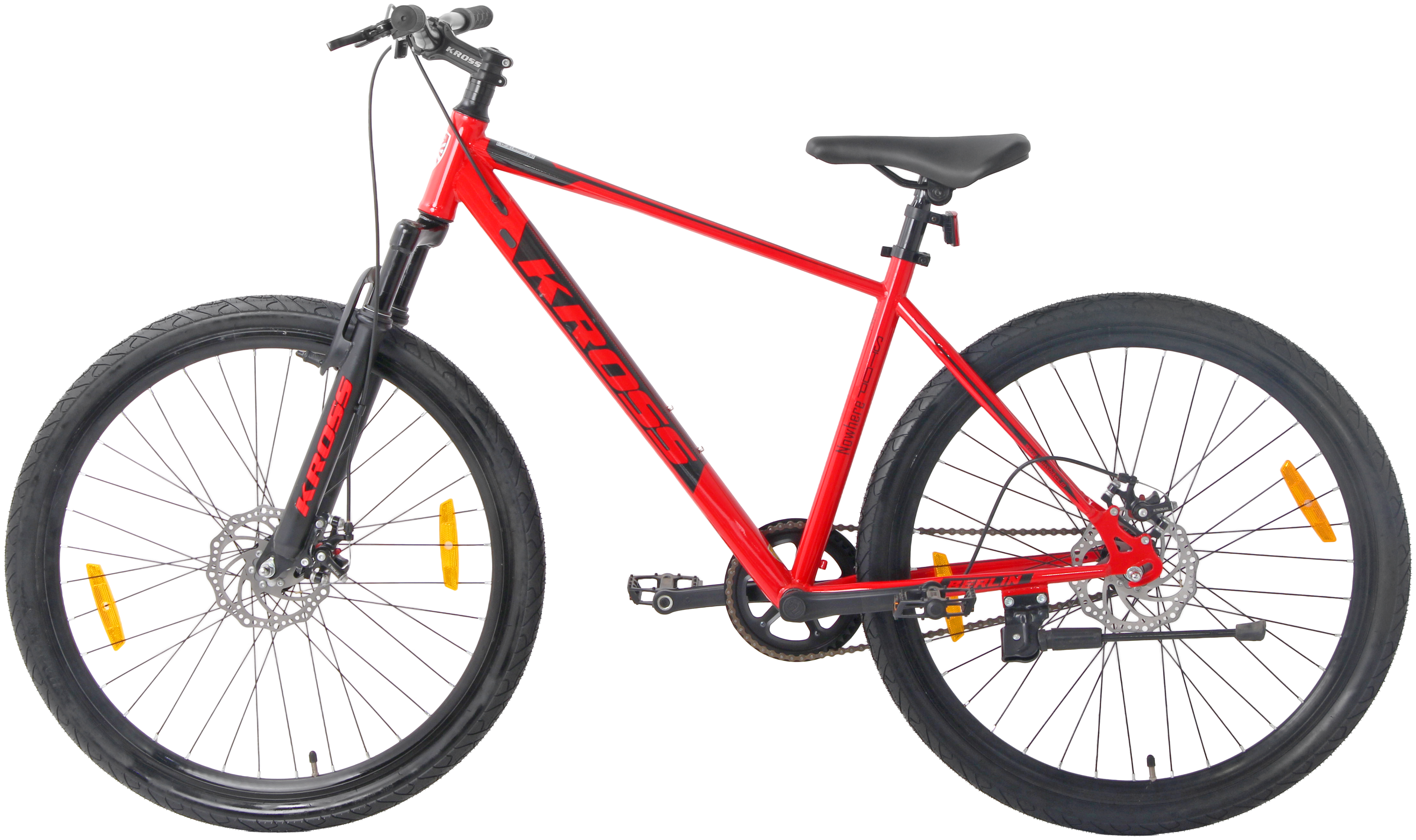 KROSS BERLIN 27.5T Single Speed Mountain Bike | Dual Disc Brakes, Suspension Fork, Steel Frame, 27.5 × 1.75 Tyres (Red)