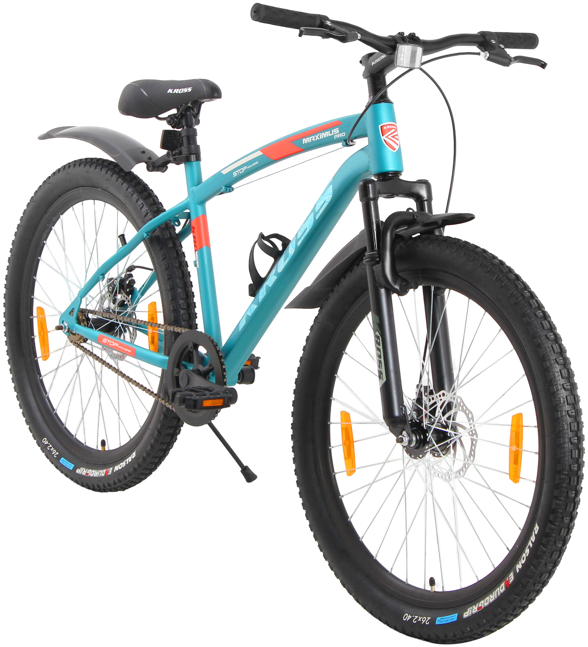 MAXIMUS PRO 26T Single Speed Mountain Bike with Suspension Fork, Dual Disc Brakes, Steel Frame, 2.4” Tyres & Alloy Double-Wall Rims