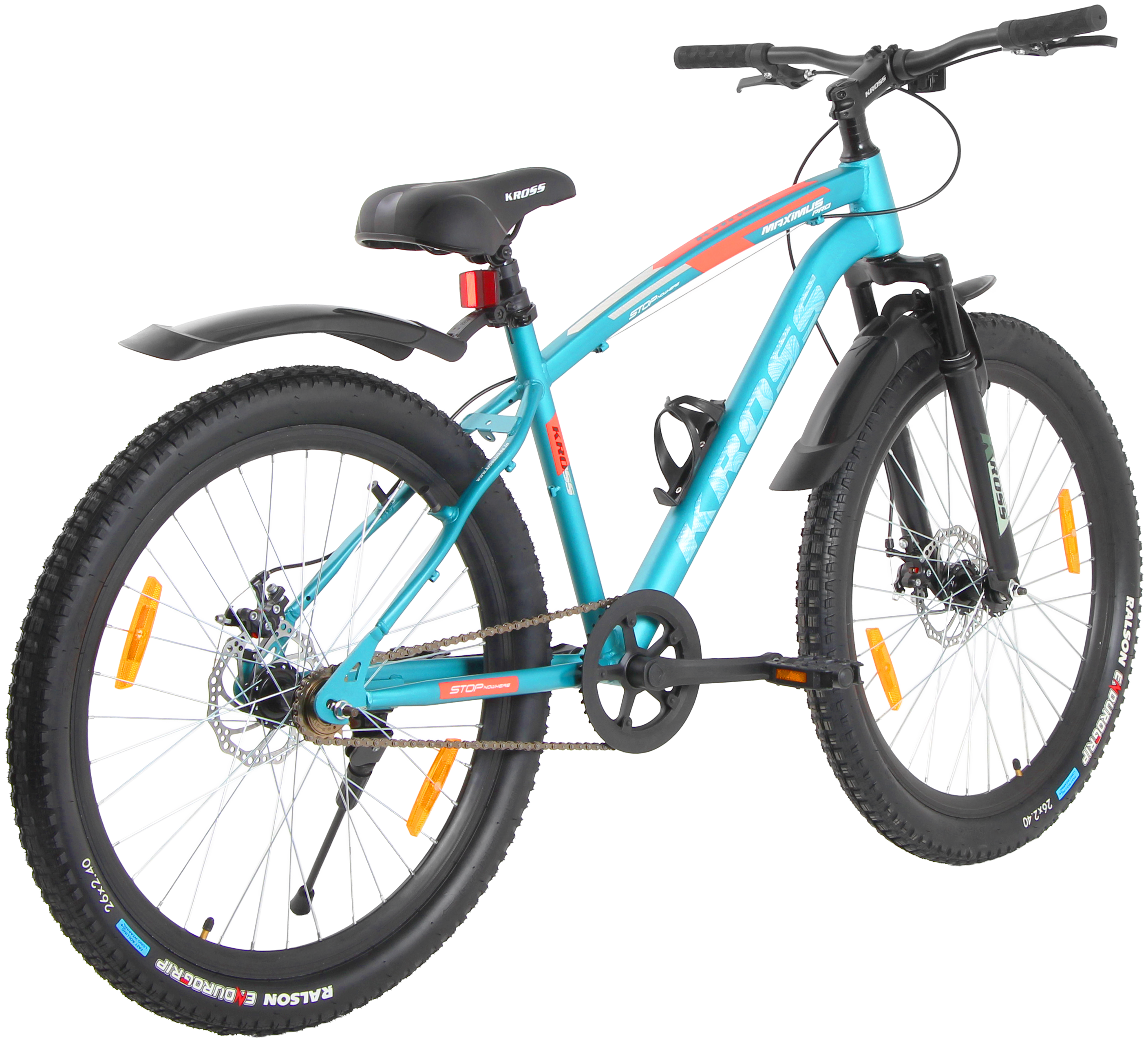 MAXIMUS PRO 26T Single Speed Mountain Bike with Suspension Fork, Dual Disc Brakes, Steel Frame, 2.4” Tyres & Alloy Double-Wall Rims