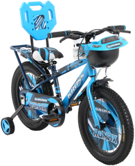 KROSS Romax 16T Kids Bicycle – Single Speed, Dual-Color Steel Frame, Caliper Brakes, Basket, Bottle Holder & Side Supporters (Blue)