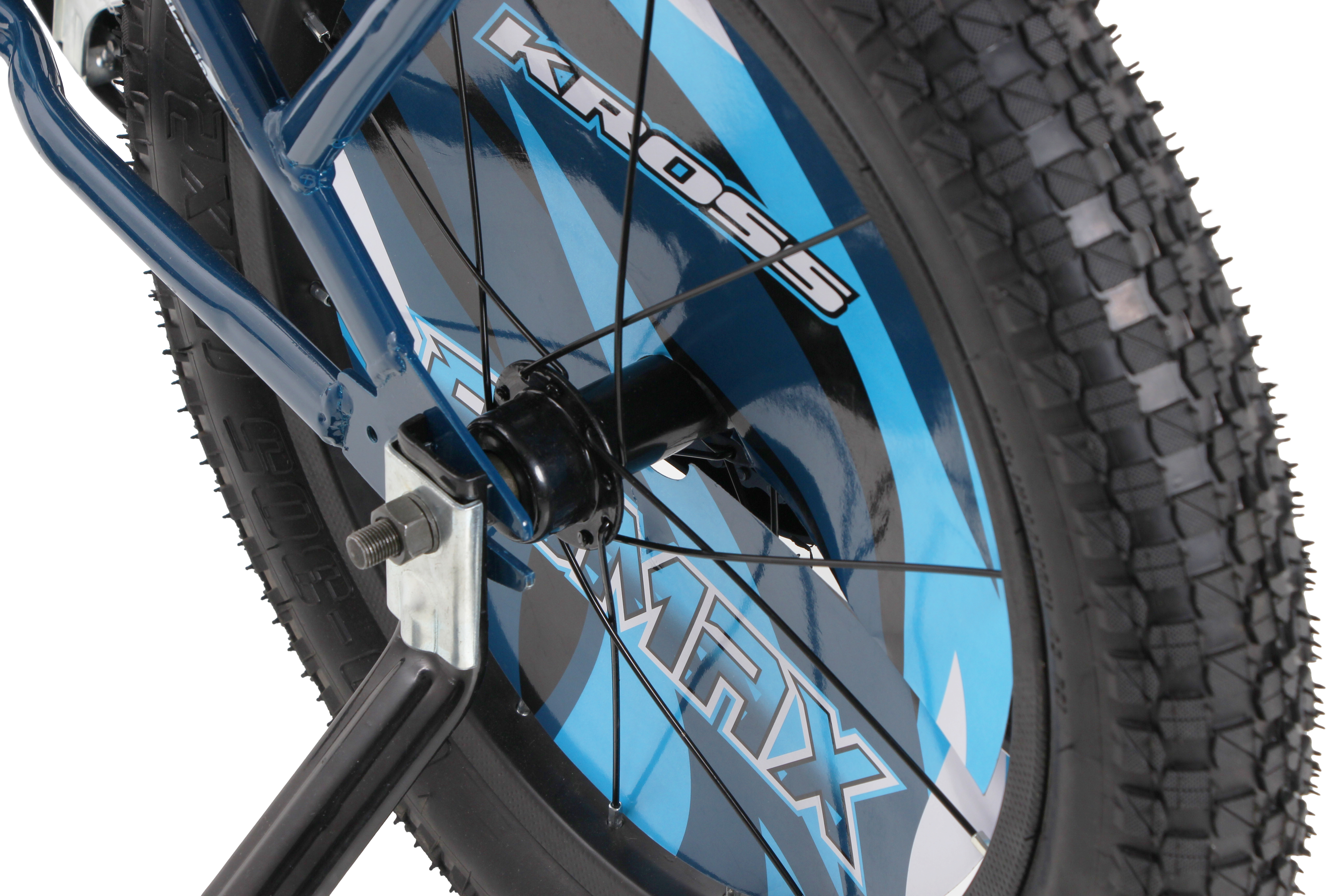 KROSS Romax 16T Kids Bicycle – Single Speed, Dual-Color Steel Frame, Caliper Brakes, Basket, Bottle Holder & Side Supporters (Blue)