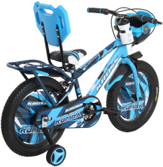 KROSS Romax 16T Kids Bicycle – Single Speed, Dual-Color Steel Frame, Caliper Brakes, Basket, Bottle Holder & Side Supporters (Blue)