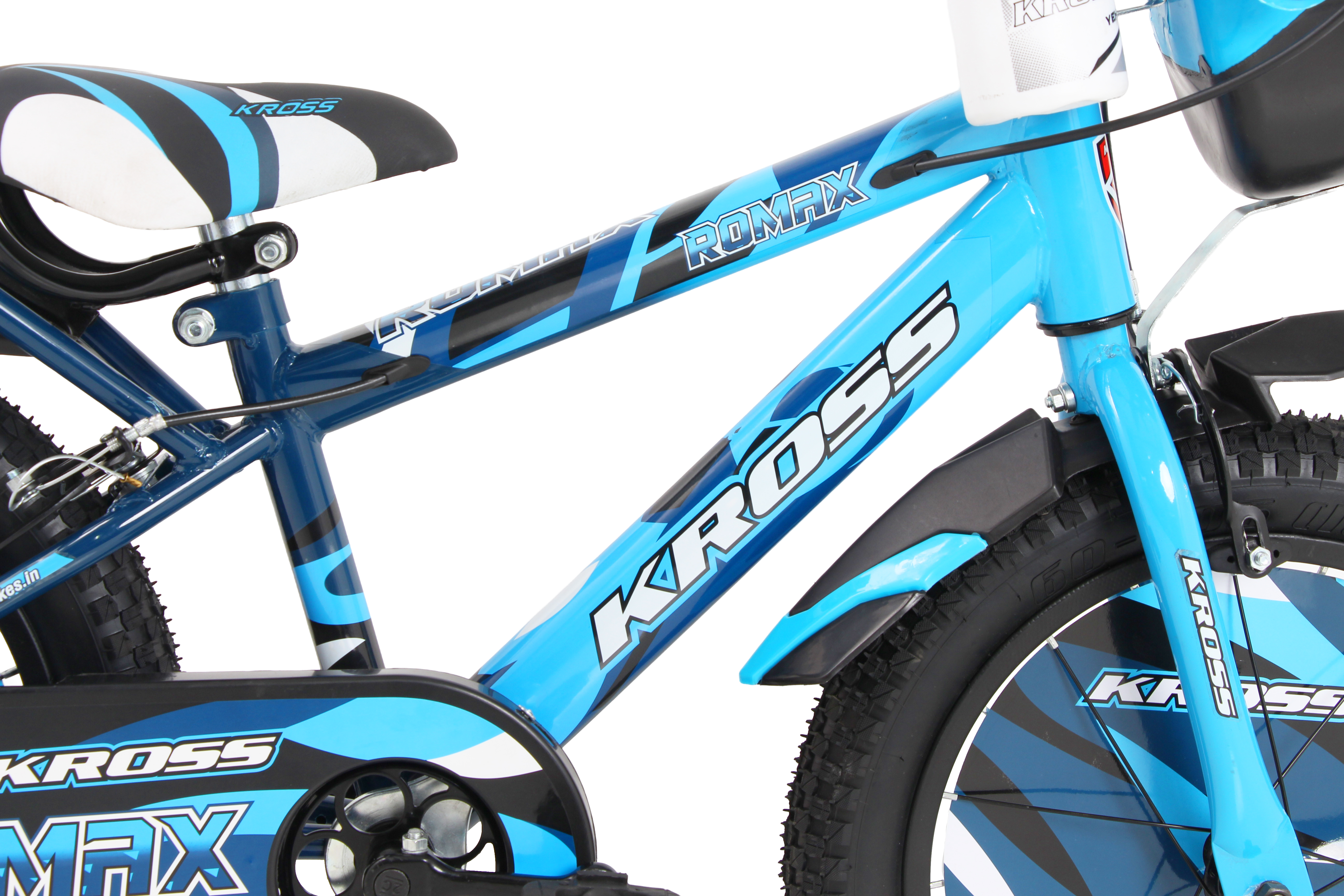 KROSS Romax 16T Kids Bicycle – Single Speed, Dual-Color Steel Frame, Caliper Brakes, Basket, Bottle Holder & Side Supporters (Blue)