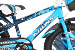 KROSS Romax 16T Kids Bicycle – Single Speed, Dual-Color Steel Frame, Caliper Brakes, Basket, Bottle Holder & Side Supporters (Blue)