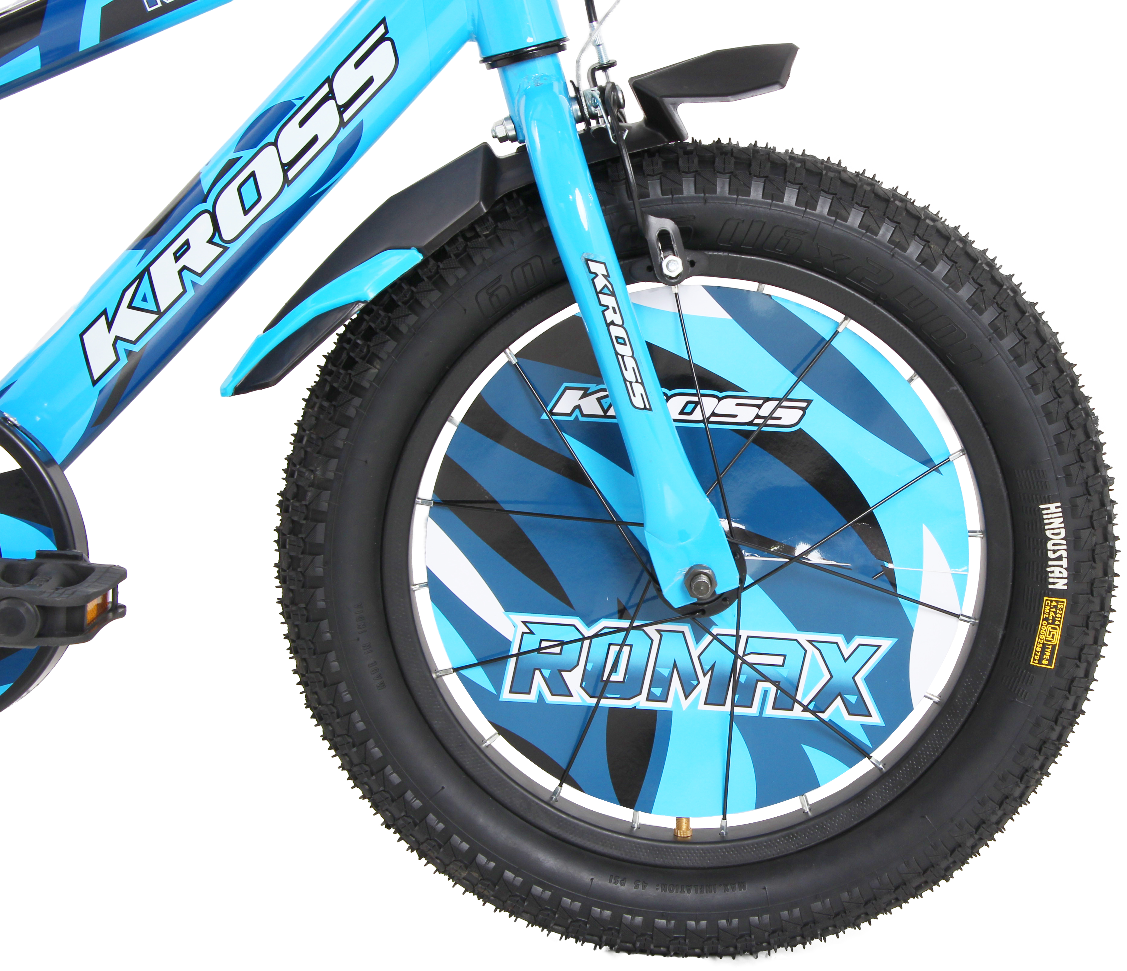 KROSS Romax 16T Kids Bicycle – Single Speed, Dual-Color Steel Frame, Caliper Brakes, Basket, Bottle Holder & Side Supporters (Blue)