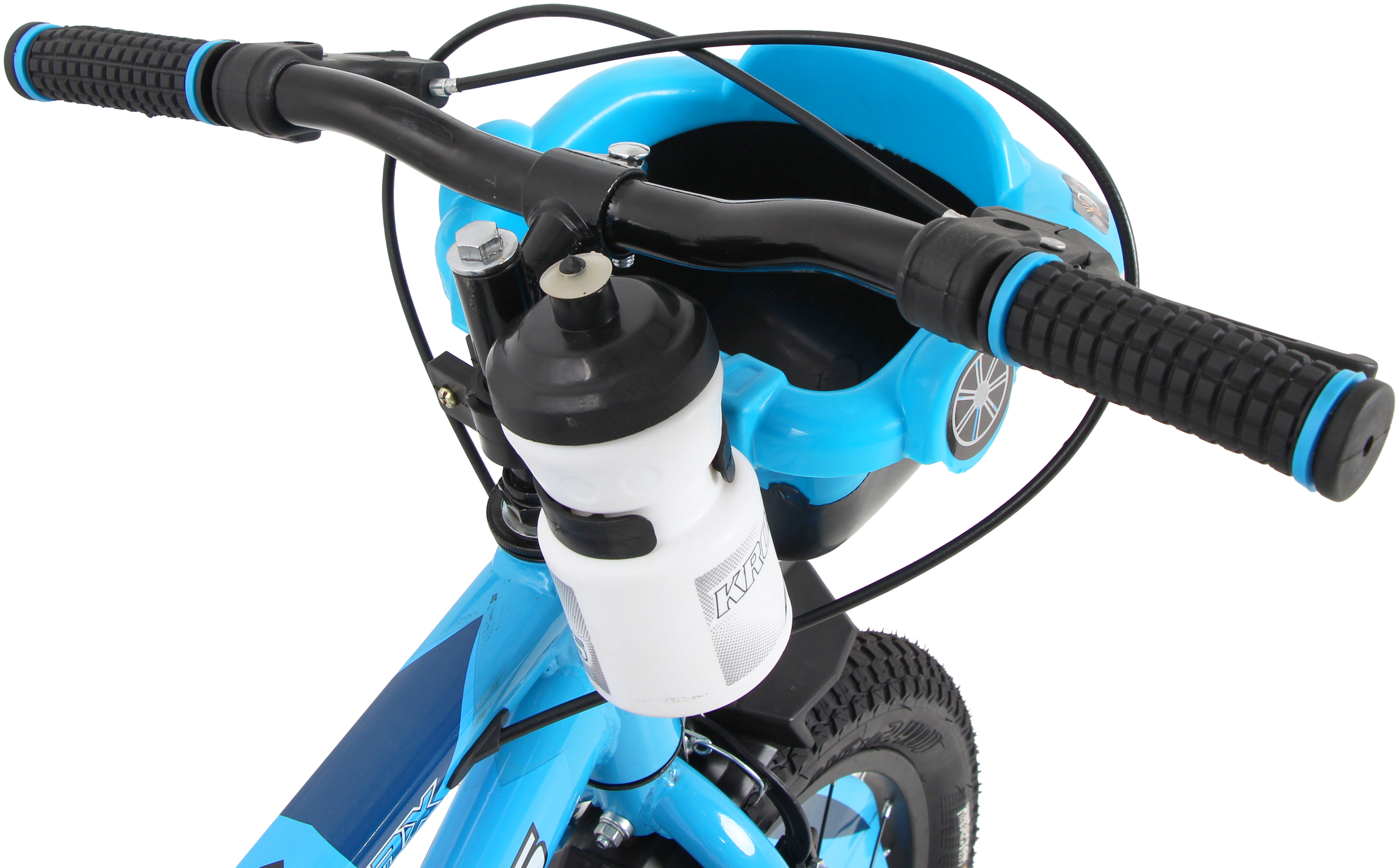 KROSS Romax 16T Kids Bicycle – Single Speed, Dual-Color Steel Frame, Caliper Brakes, Basket, Bottle Holder & Side Supporters (Blue)