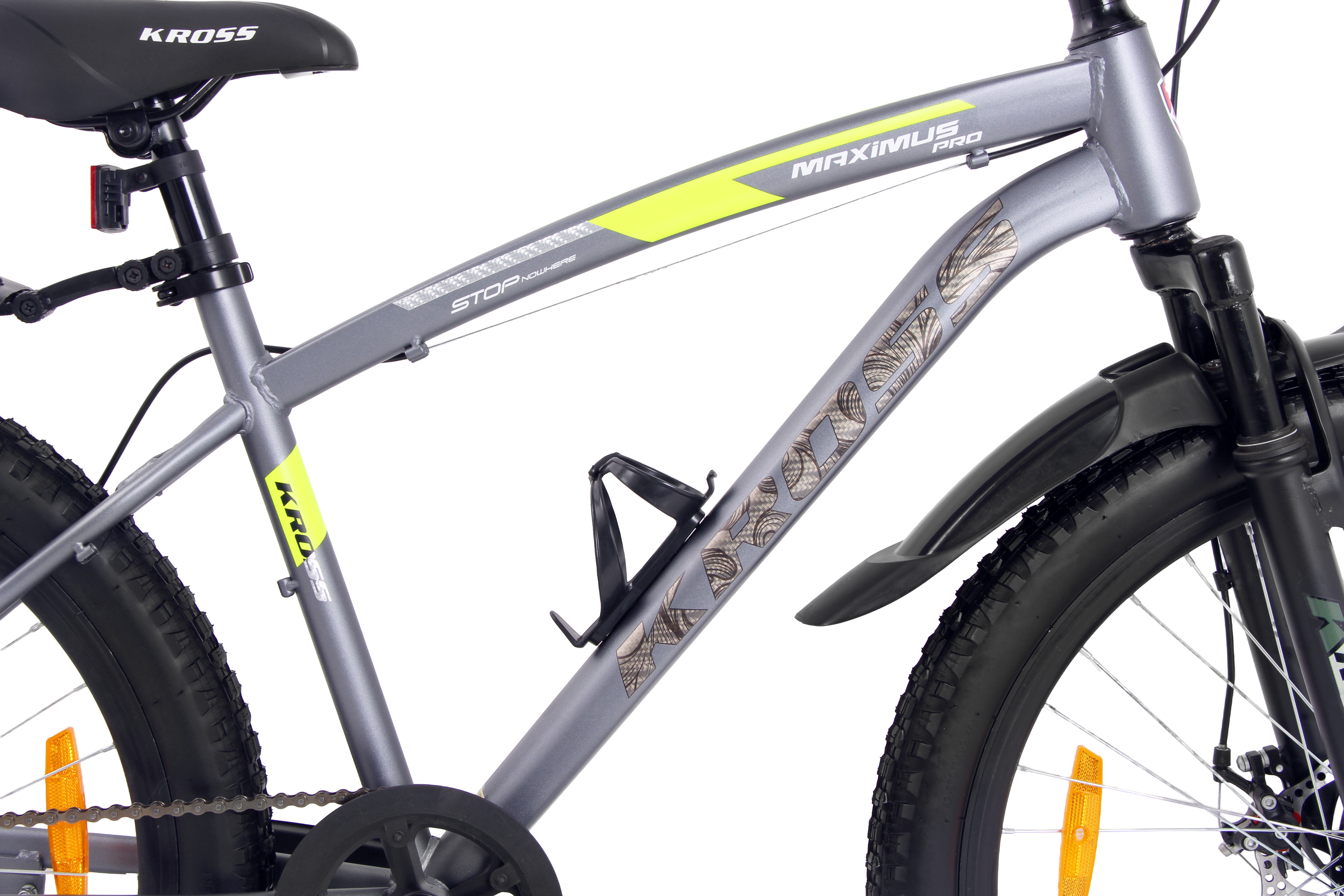 MAXIMUS PRO 26T Single Speed Mountain Bike with Suspension Fork, Dual Disc Brakes, Steel Frame, 2.4” Tyres & Alloy Double-Wall Rims (Grey)