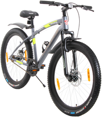 MAXIMUS PRO 26T Single Speed Mountain Bike with Suspension Fork, Dual Disc Brakes, Steel Frame, 2.4” Tyres & Alloy Double-Wall Rims (Grey)