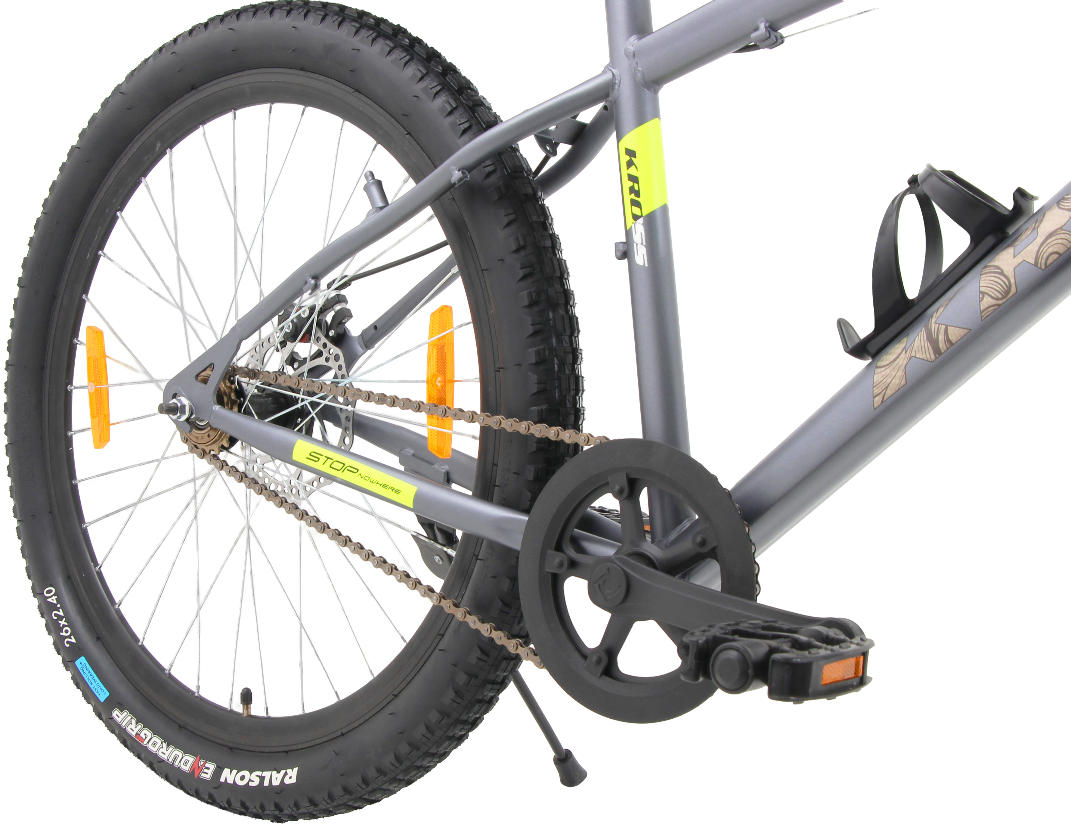 MAXIMUS PRO 26T Single Speed Mountain Bike with Suspension Fork, Dual Disc Brakes, Steel Frame, 2.4” Tyres & Alloy Double-Wall Rims (Grey)