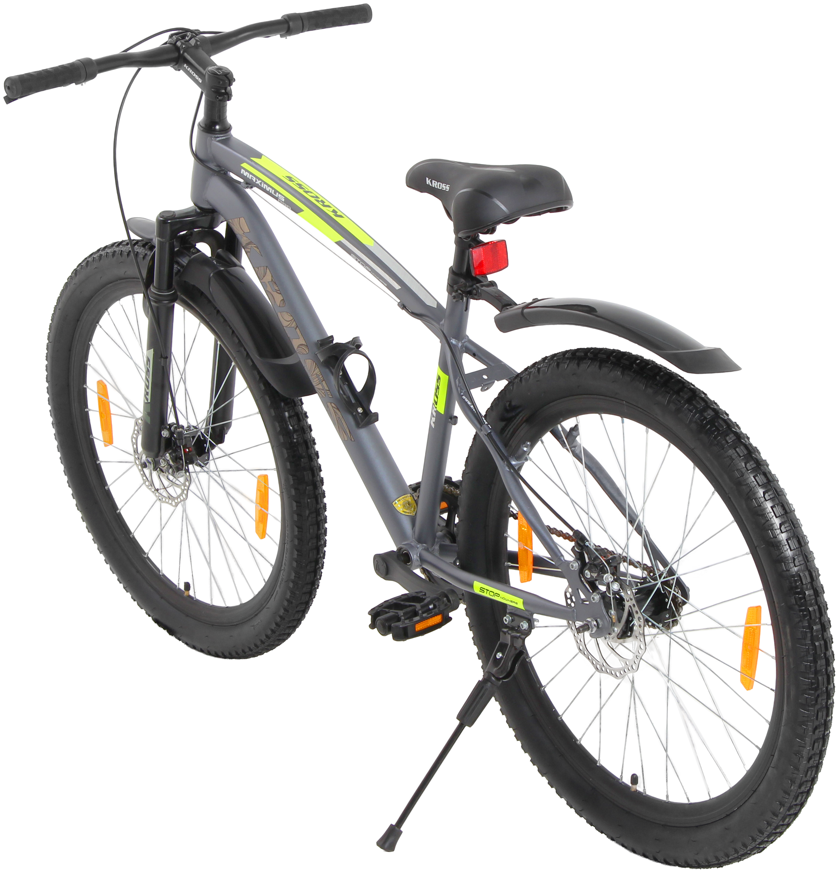 MAXIMUS PRO 26T Single Speed Mountain Bike with Suspension Fork, Dual Disc Brakes, Steel Frame, 2.4” Tyres & Alloy Double-Wall Rims (Grey)