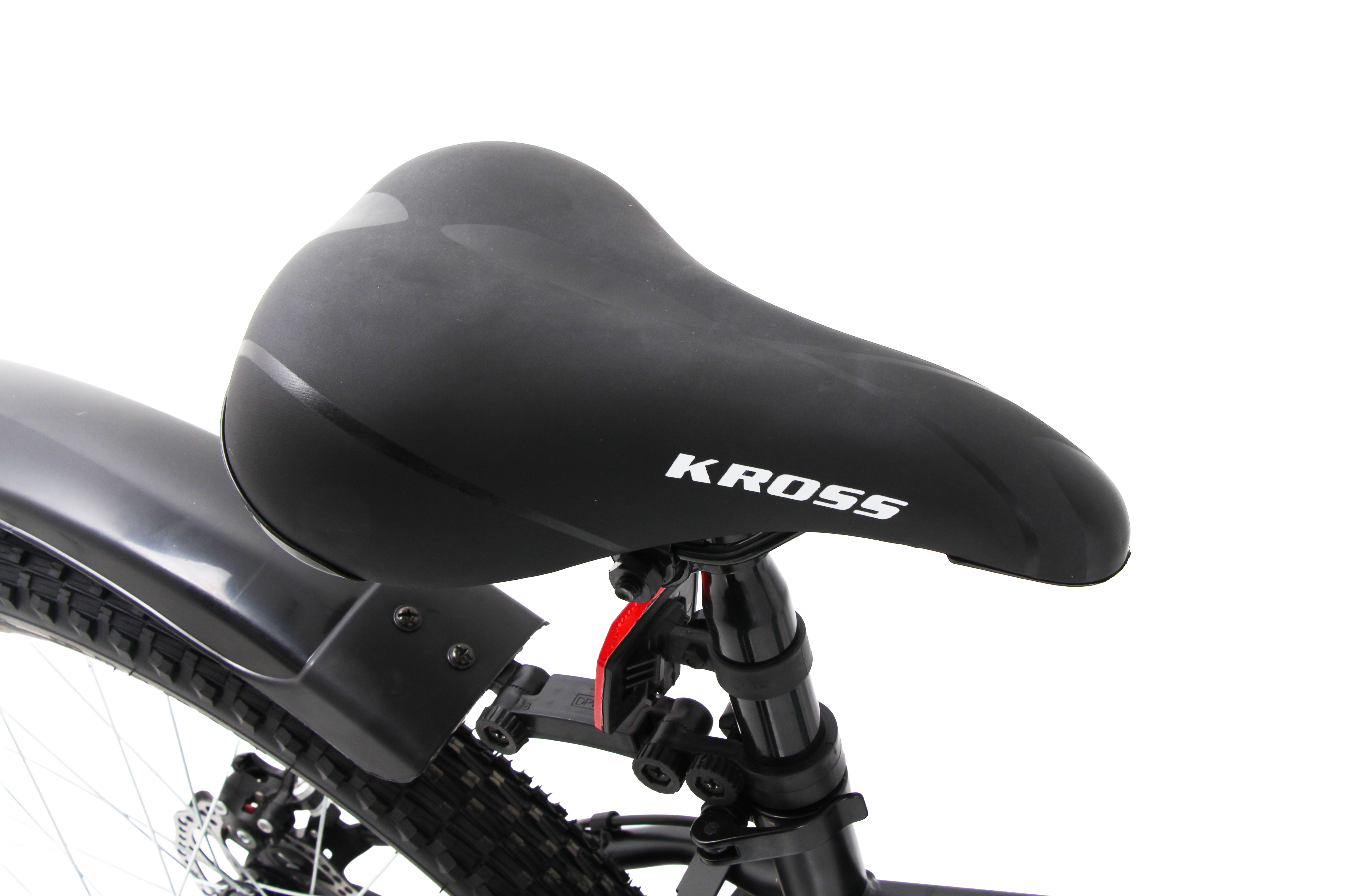 Kross Maximus Pro 26T Mountain Bike – Steel Frame, Suspension Fork, Dual Disc Brakes, Wide 2.35” Tyres (Black-Blue, Single Speed)