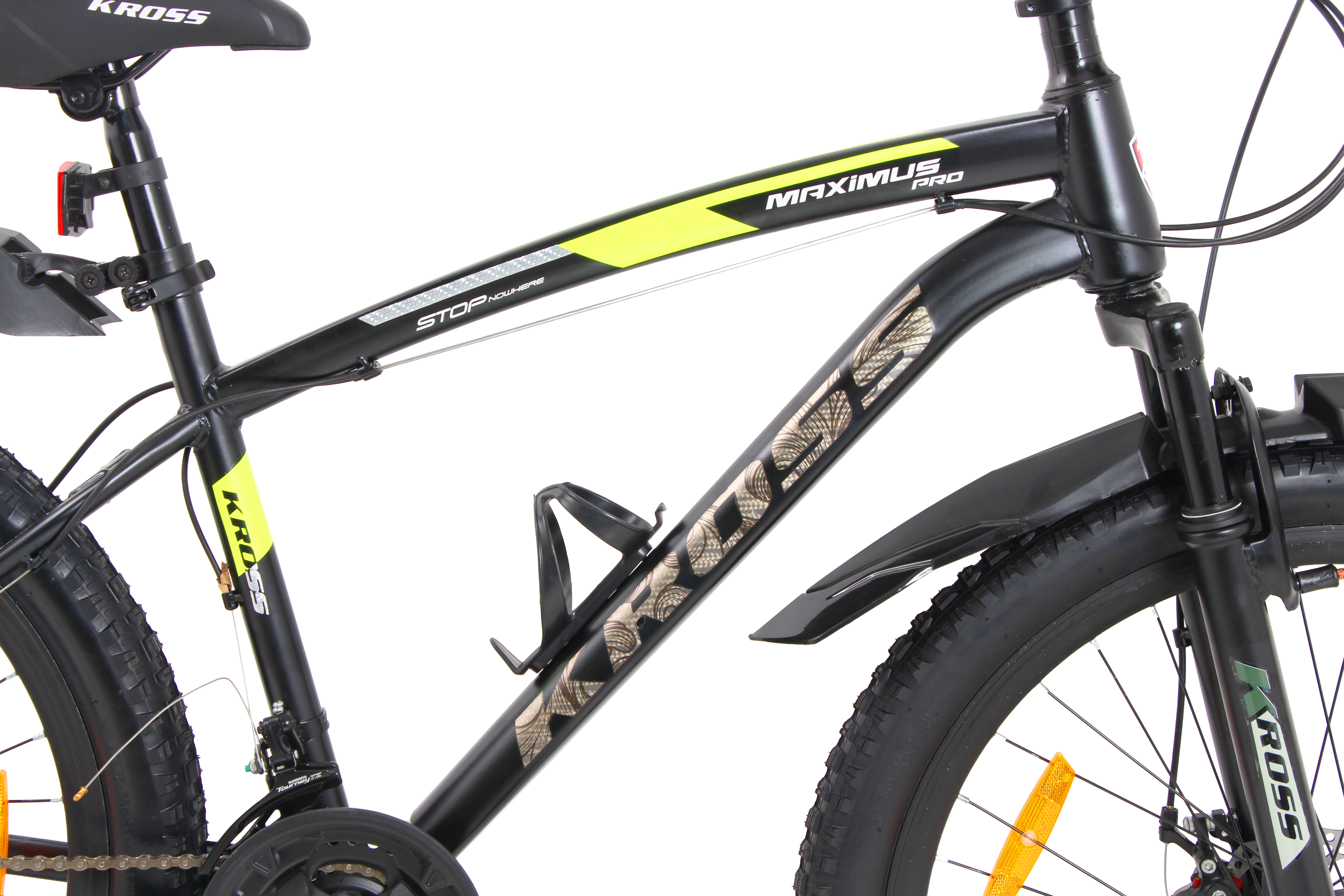 Kross Maximus Pro 26T Mountain Bike – 21-Speed Shimano Tourney Drivetrain, TIG-Welded Steel Frame, Suspension Fork, Dual Disc Brakes, 2.40” Wide Tyres & Alloy Double-Wall Rims (Glossy Black)