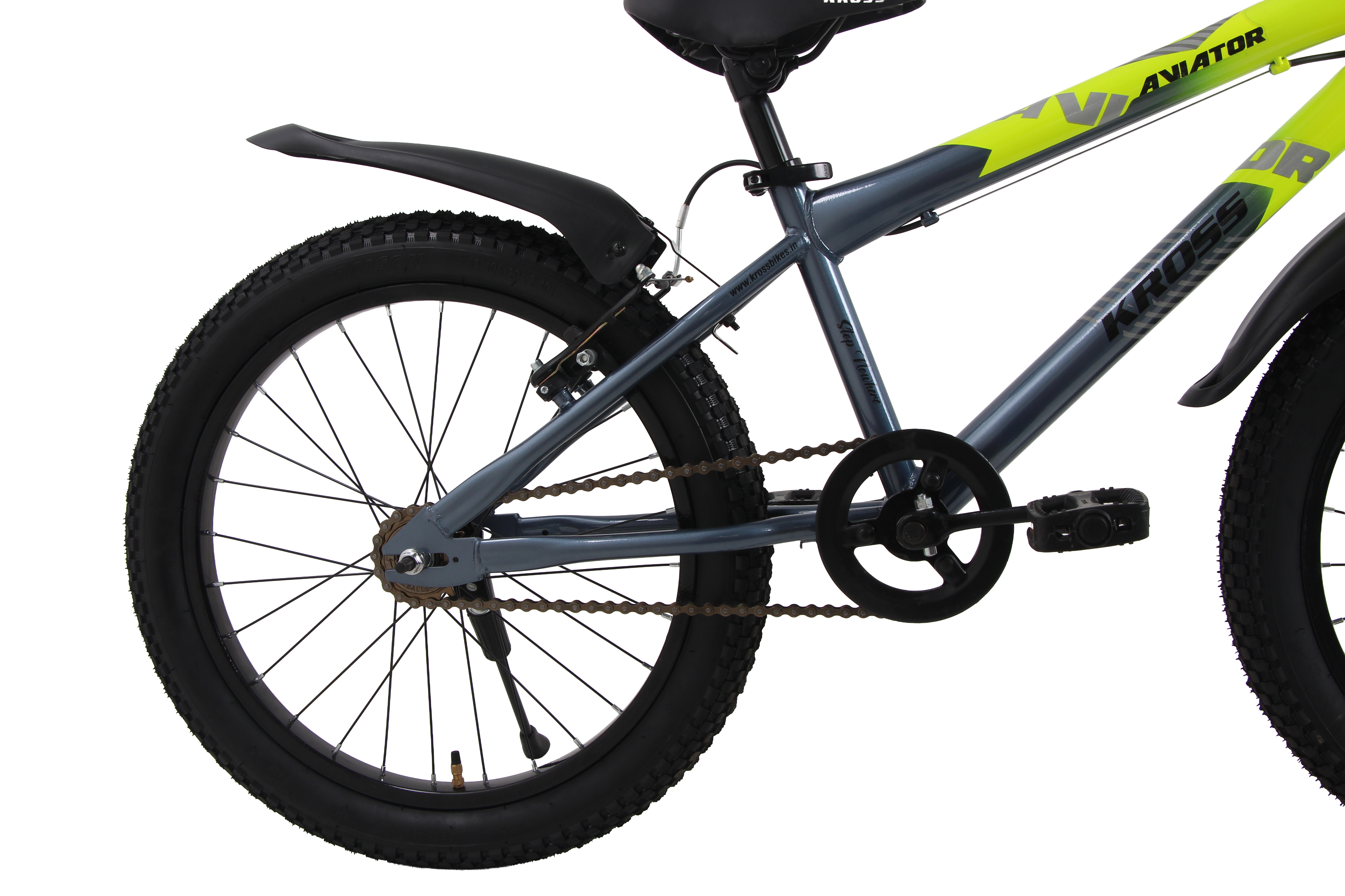 Kross Aviator 20T Kids Bicycle Grey & Green | Single Speed with V-Brakes