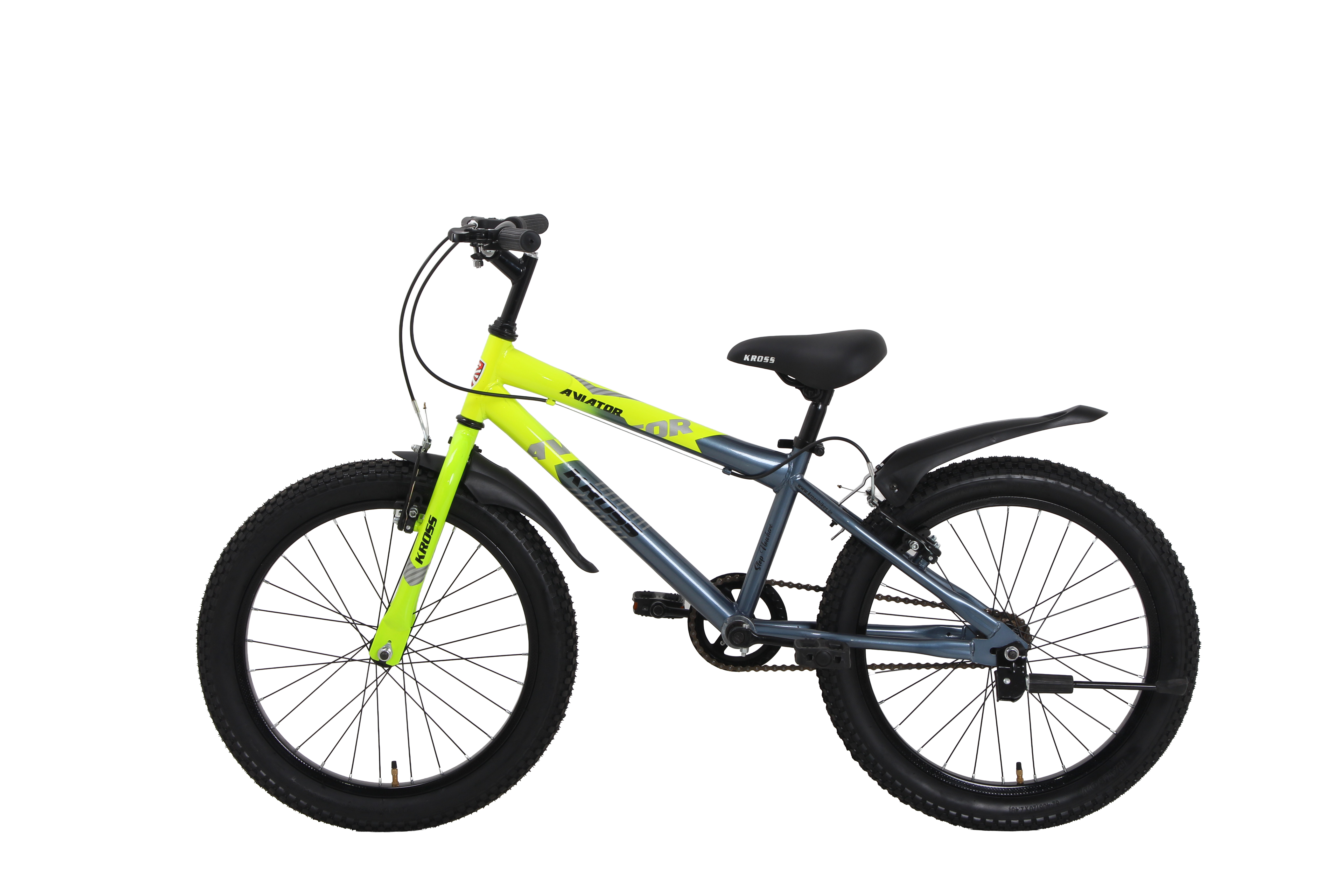 Kross Aviator 20T Kids Bicycle Grey & Green | Single Speed with V-Brakes