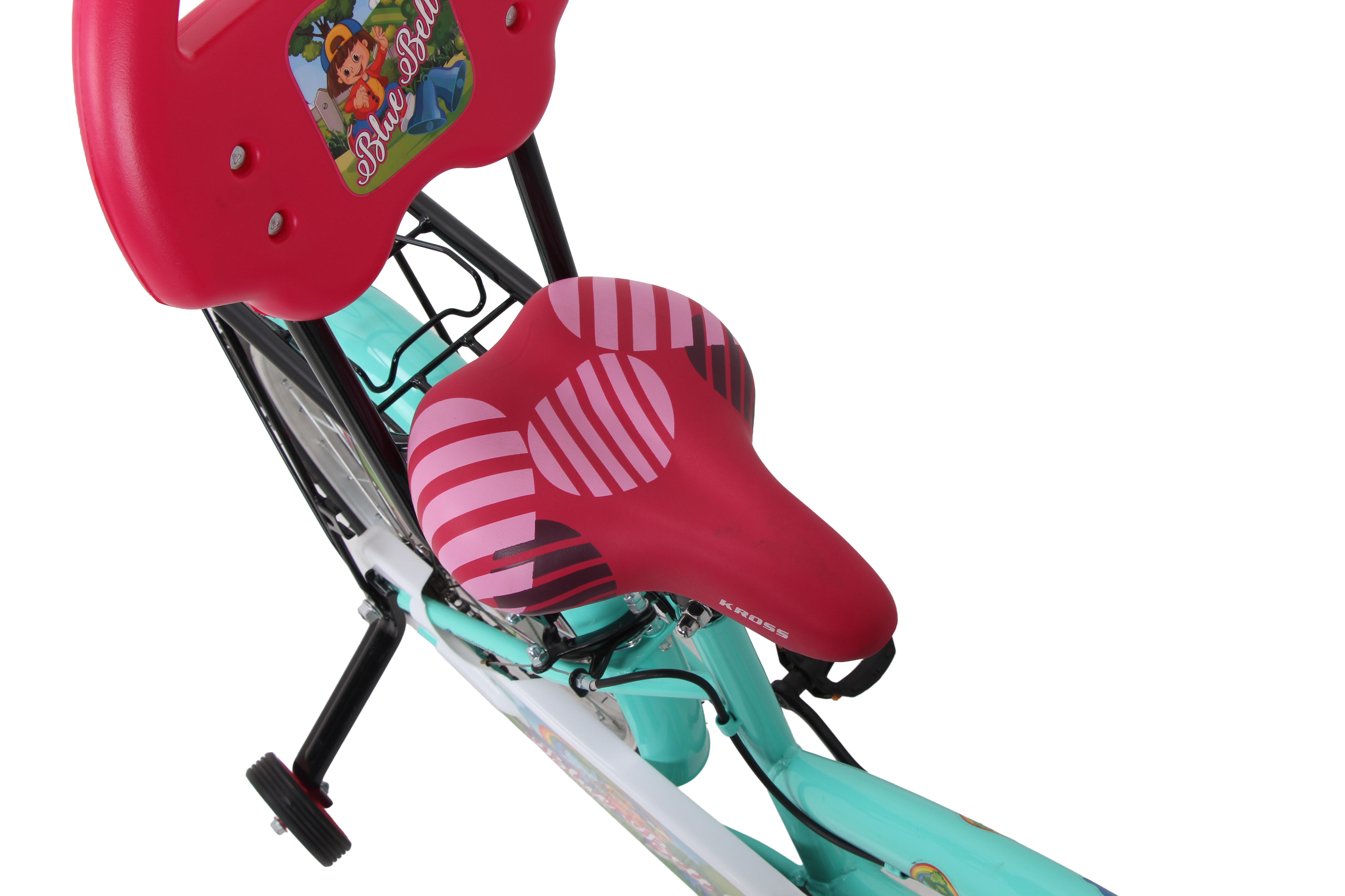Kross Blue Bell 20T Kids Bicycle Green | 20 Inch Steel Frame Single Speed Cycle with Training Wheels, Front Basket & Rear Carrier