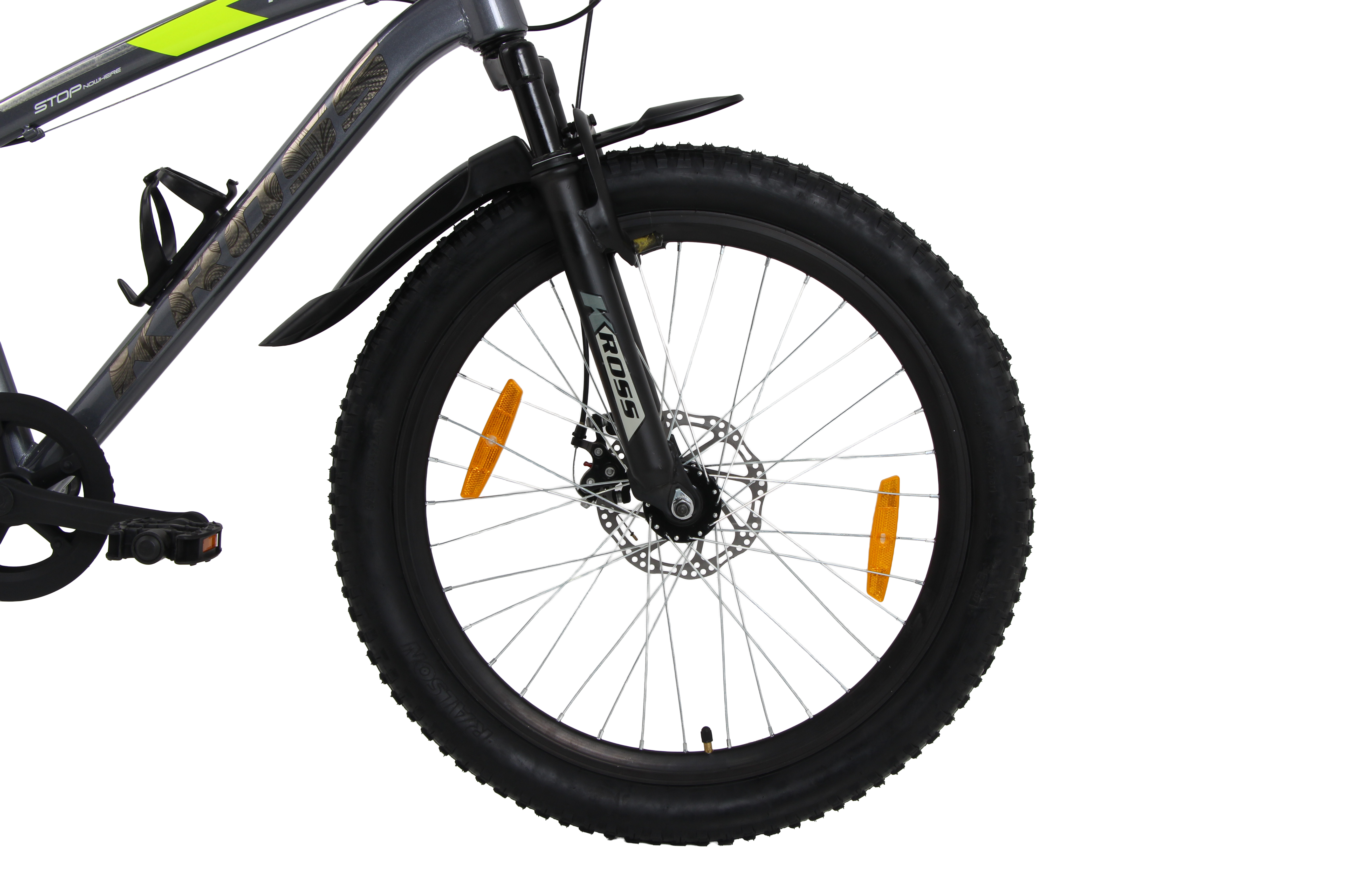 Kross Maximus Pro 24T MTB Cycle – 24" Tyres, Suspension Fork, Single Speed, Dual Disc (Grey)