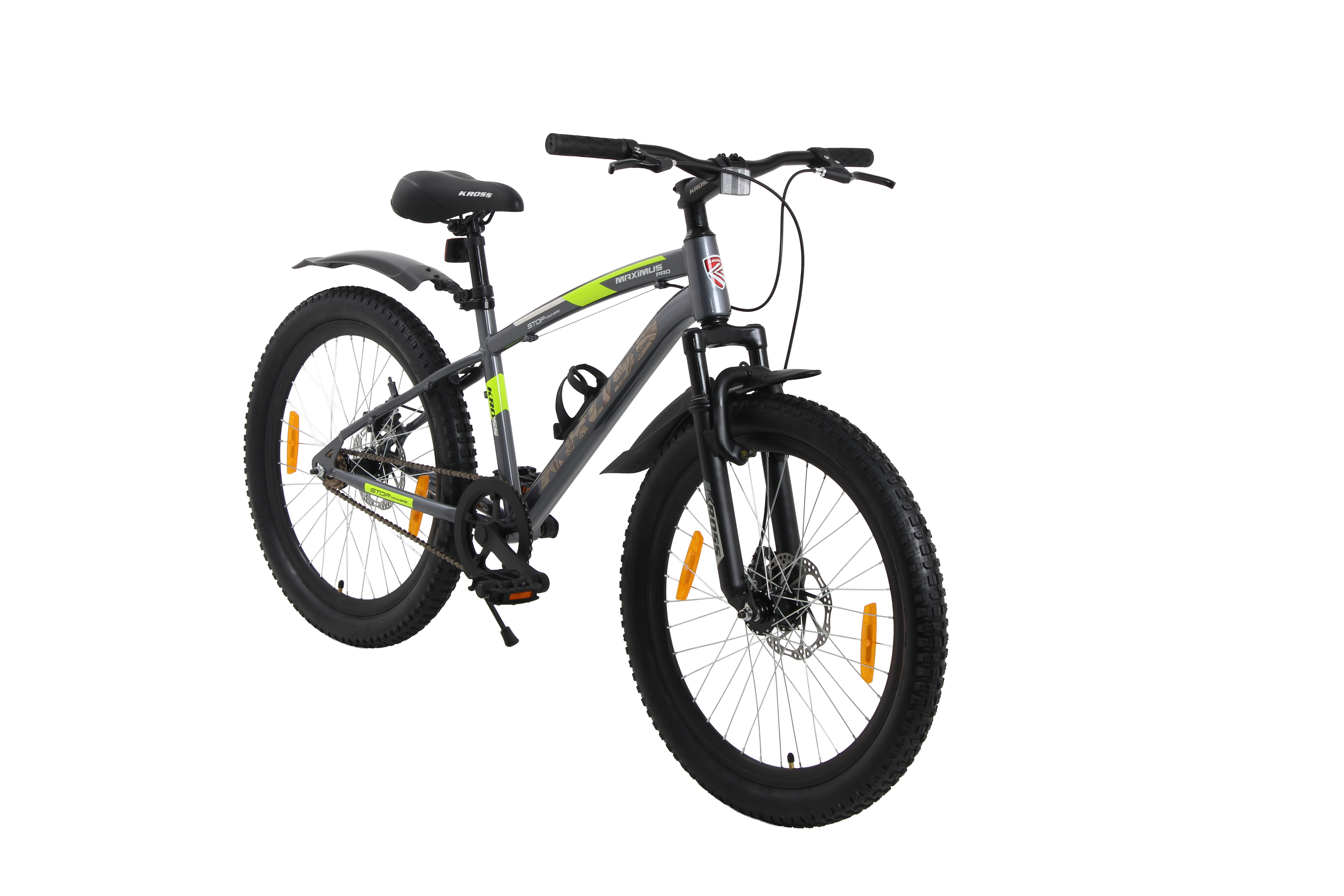 Kross Maximus Pro 24T MTB Cycle – 24" Tyres, Suspension Fork, Single Speed, Dual Disc (Grey)