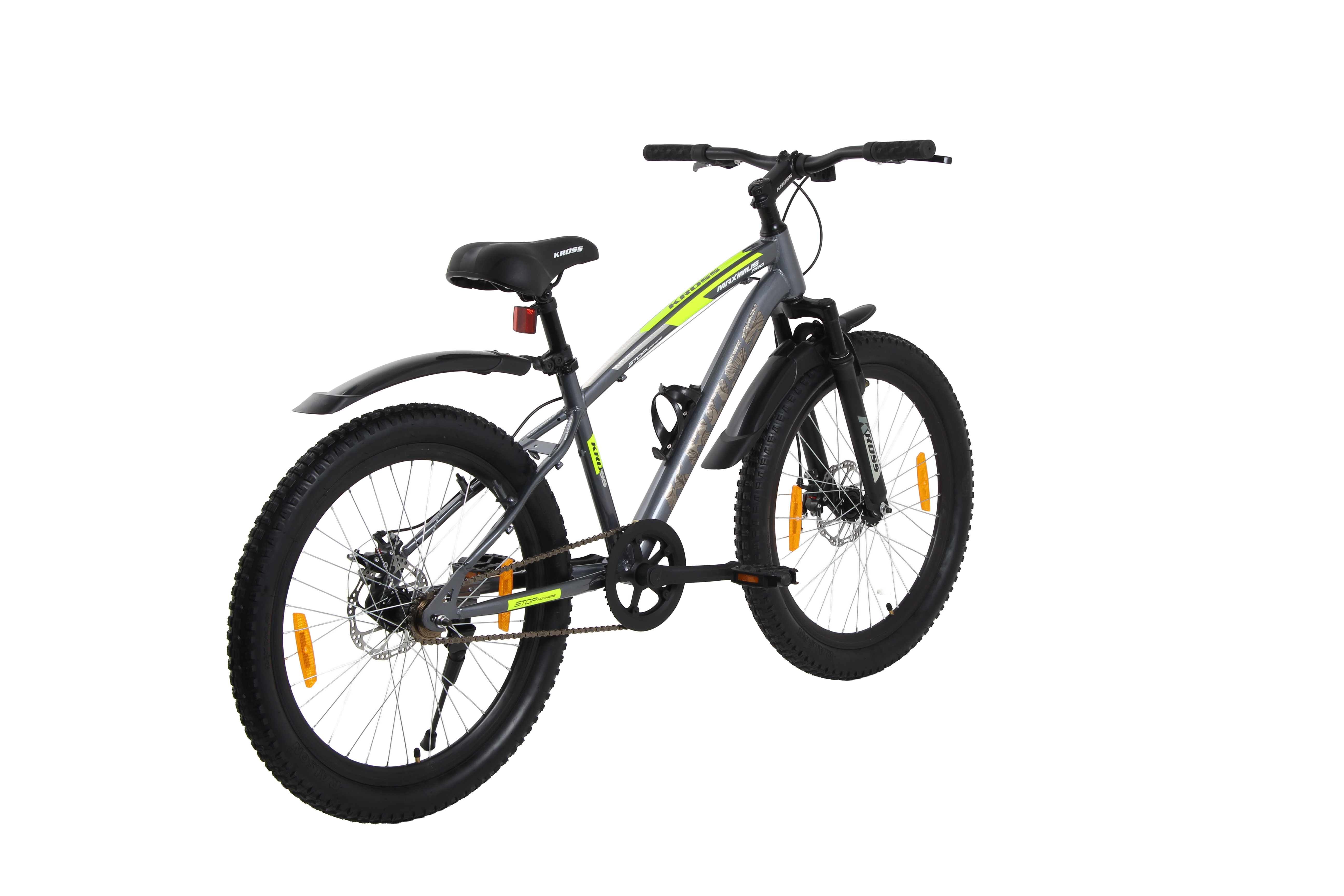 Kross Maximus Pro 24T MTB Cycle – 24" Tyres, Suspension Fork, Single Speed, Dual Disc (Grey)