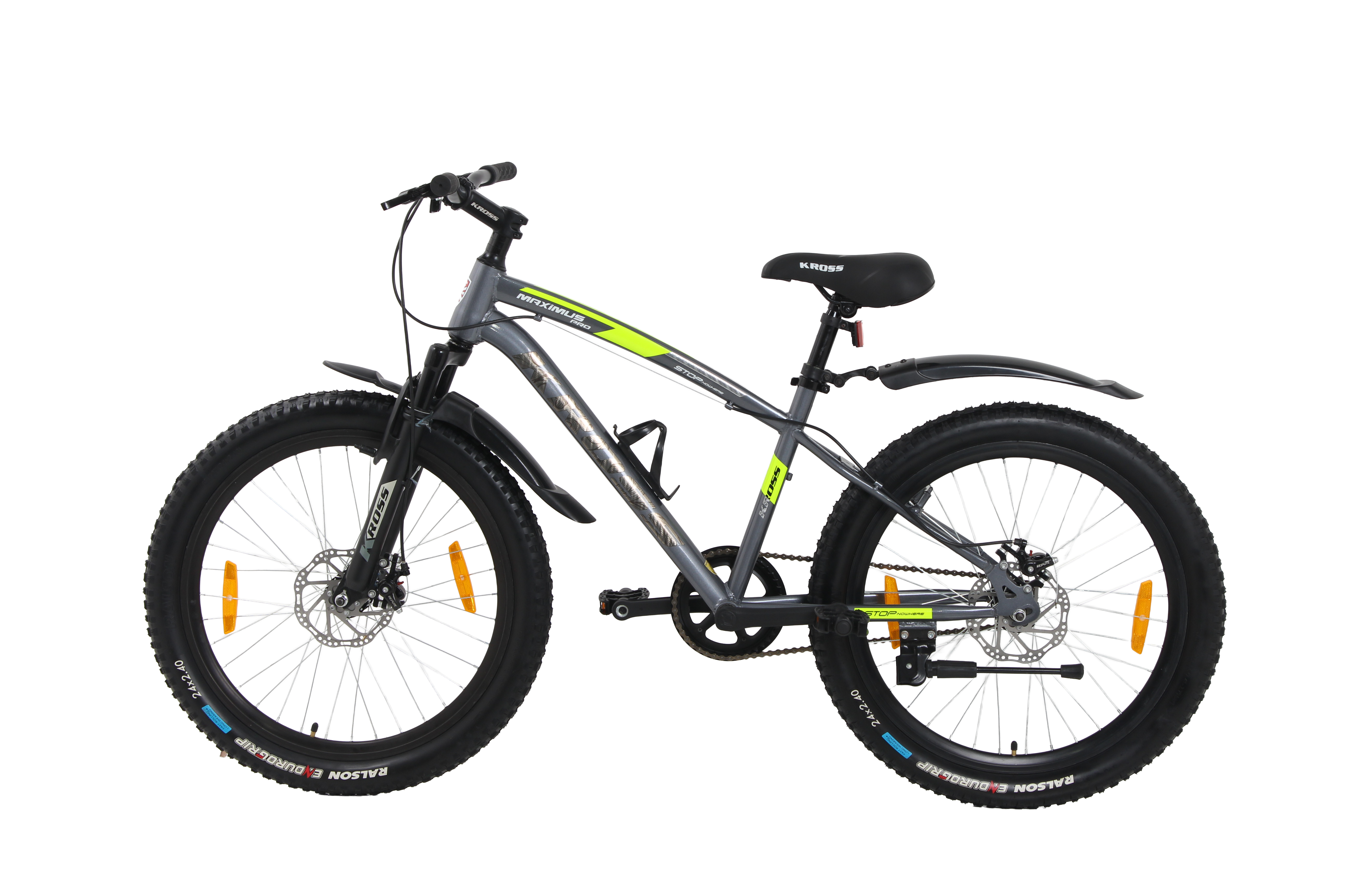 Kross Maximus Pro 24T MTB Cycle – 24" Tyres, Suspension Fork, Single Speed, Dual Disc (Grey)