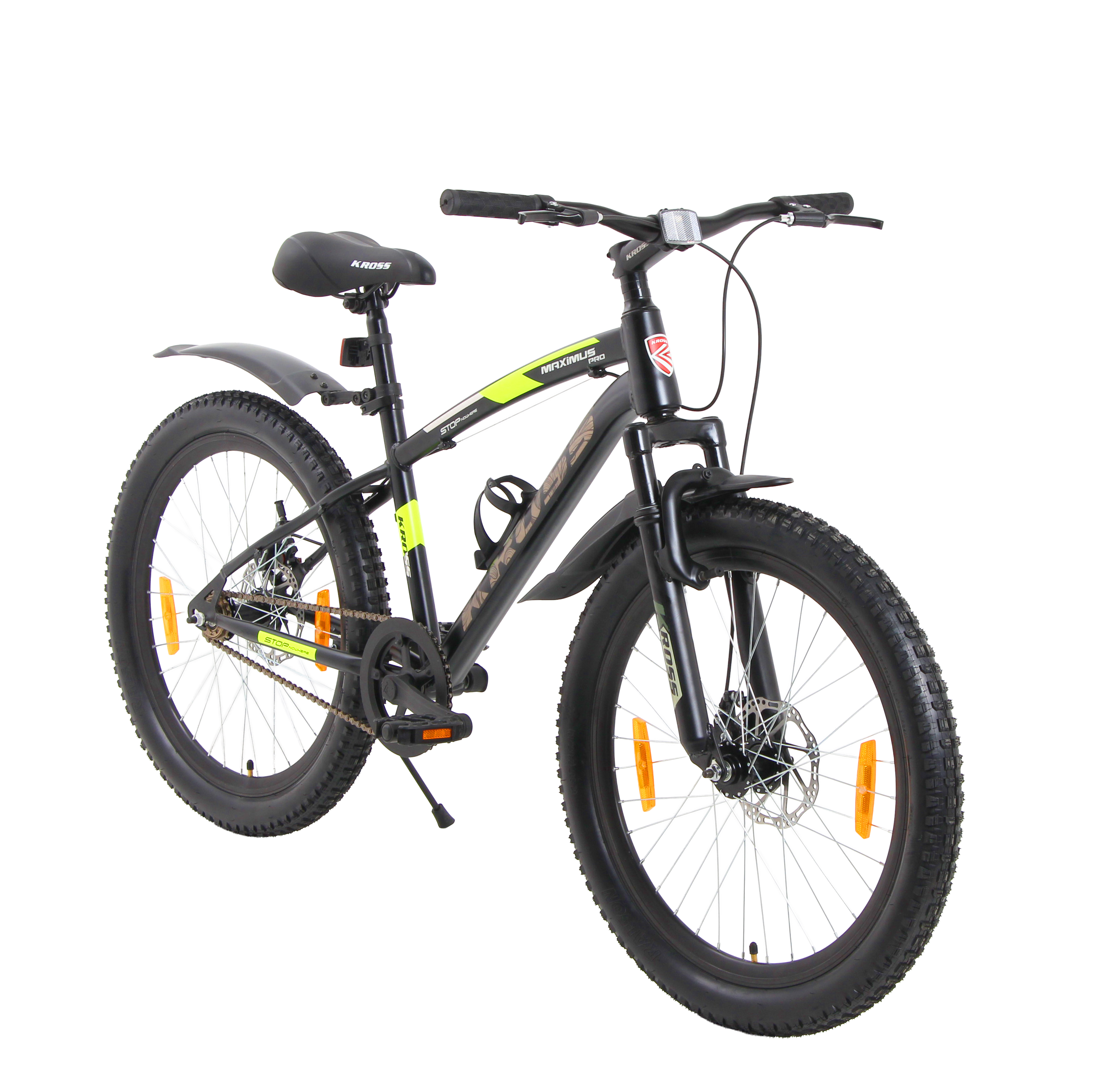 Kross Maximus Pro 24T MTB Cycle – 24" Tyres, Suspension Fork, Single Speed, Dual Disc (Black)