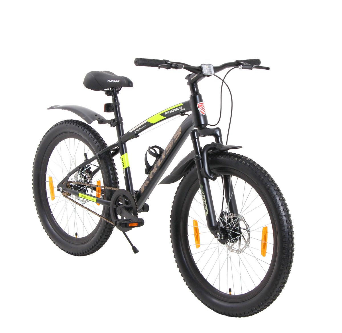 Kross Maximus Pro 24T MTB Cycle – 24" Tyres, Suspension Fork, Single Speed, Dual Disc (Black)