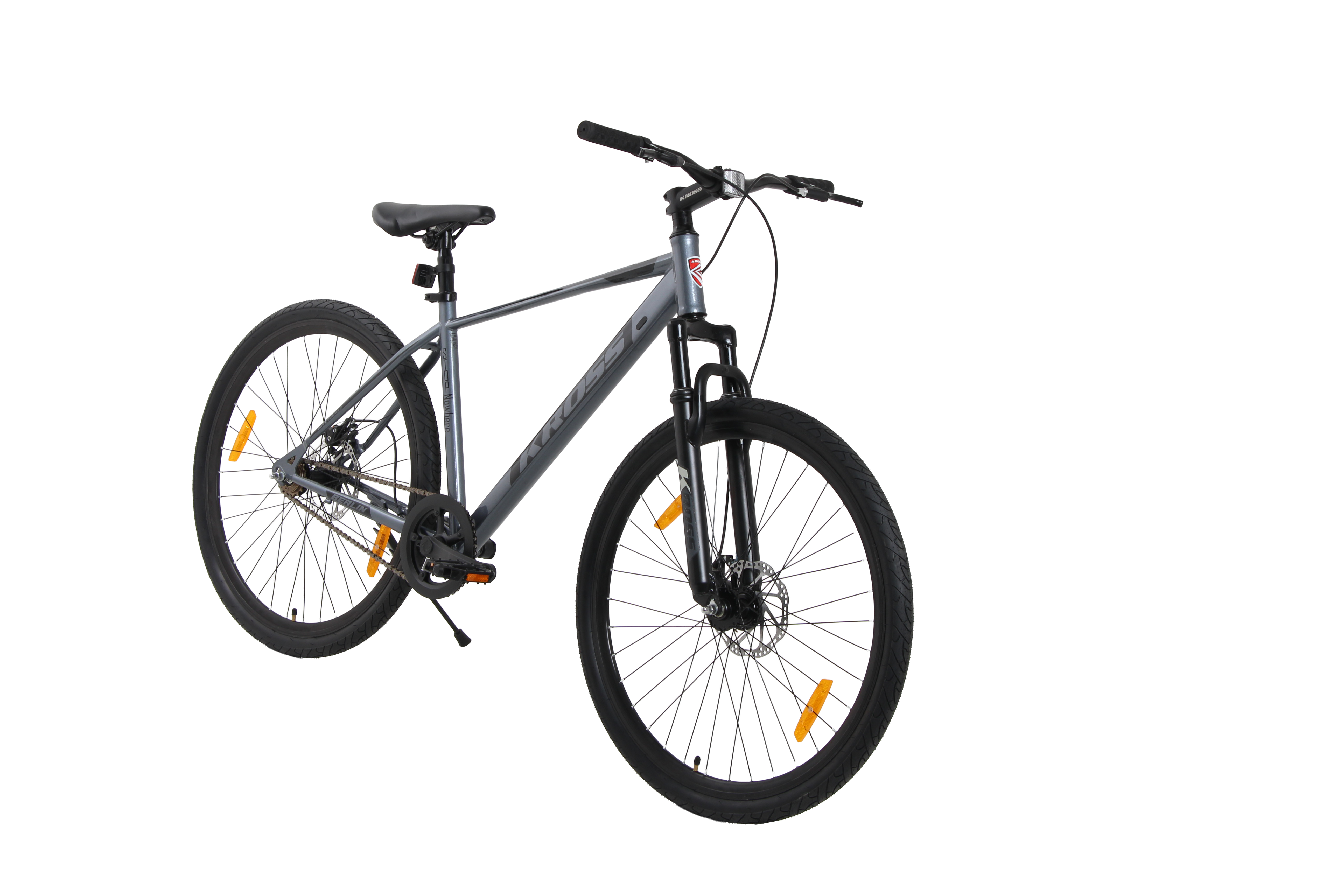 Kross Berlin 27.5T MTB – Single Speed, Dual Disc Brakes, Alloy Rims, Suspension Fork (Grey)