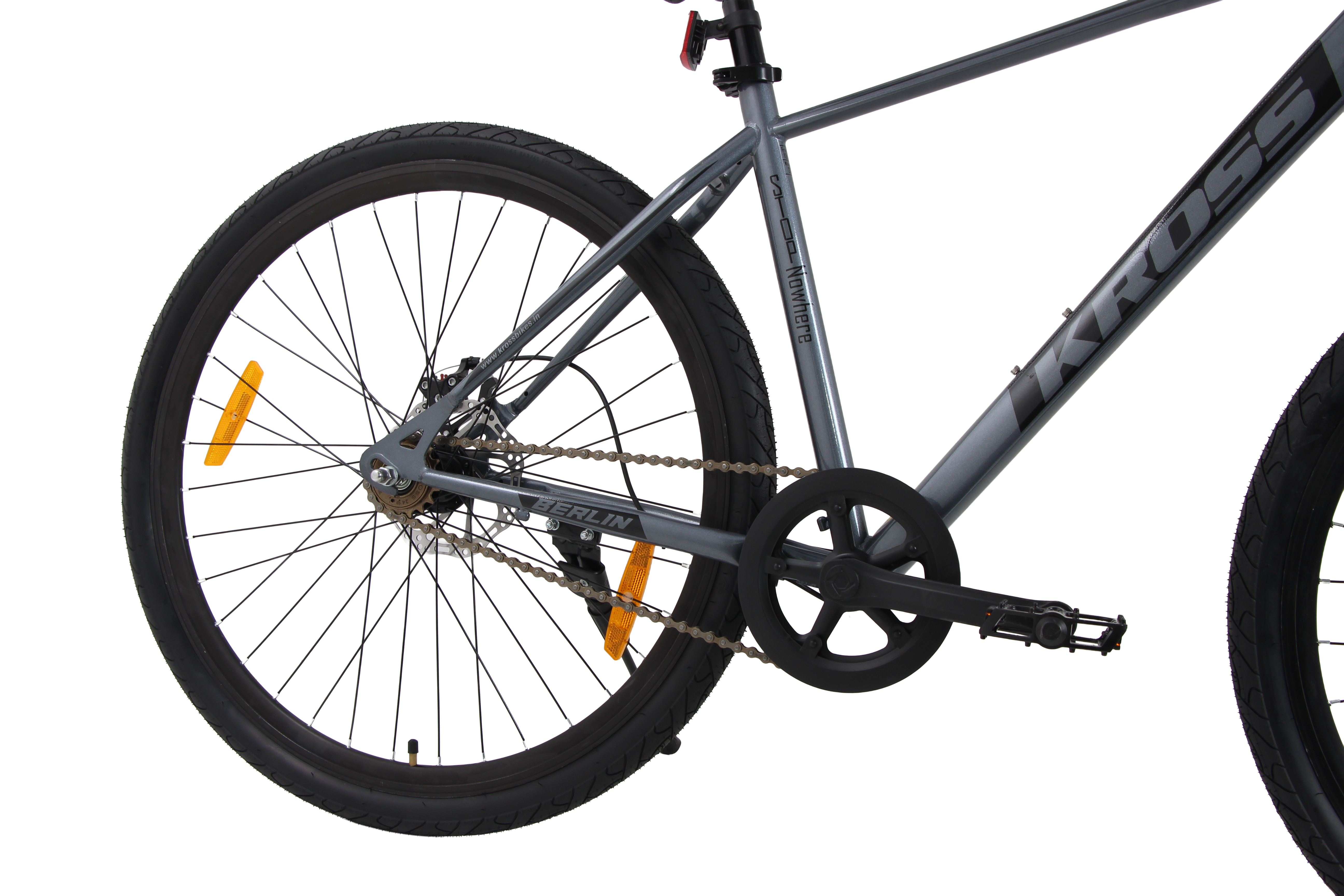 Kross Berlin 27.5T MTB – Single Speed, Dual Disc Brakes, Alloy Rims, Suspension Fork (Grey)