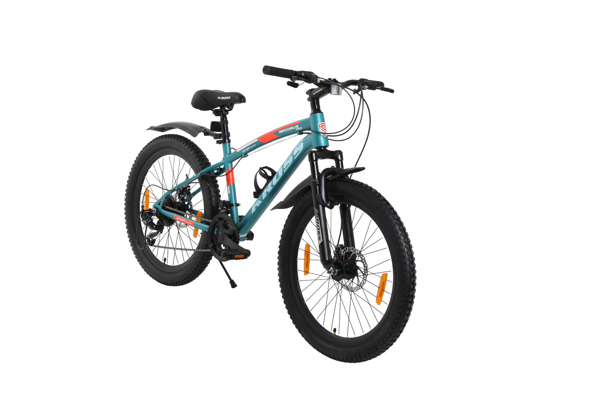 Kross Maximus Pro 24T 21-Speed MTB – Double Disc | Metallic Blue | Suspension Fork