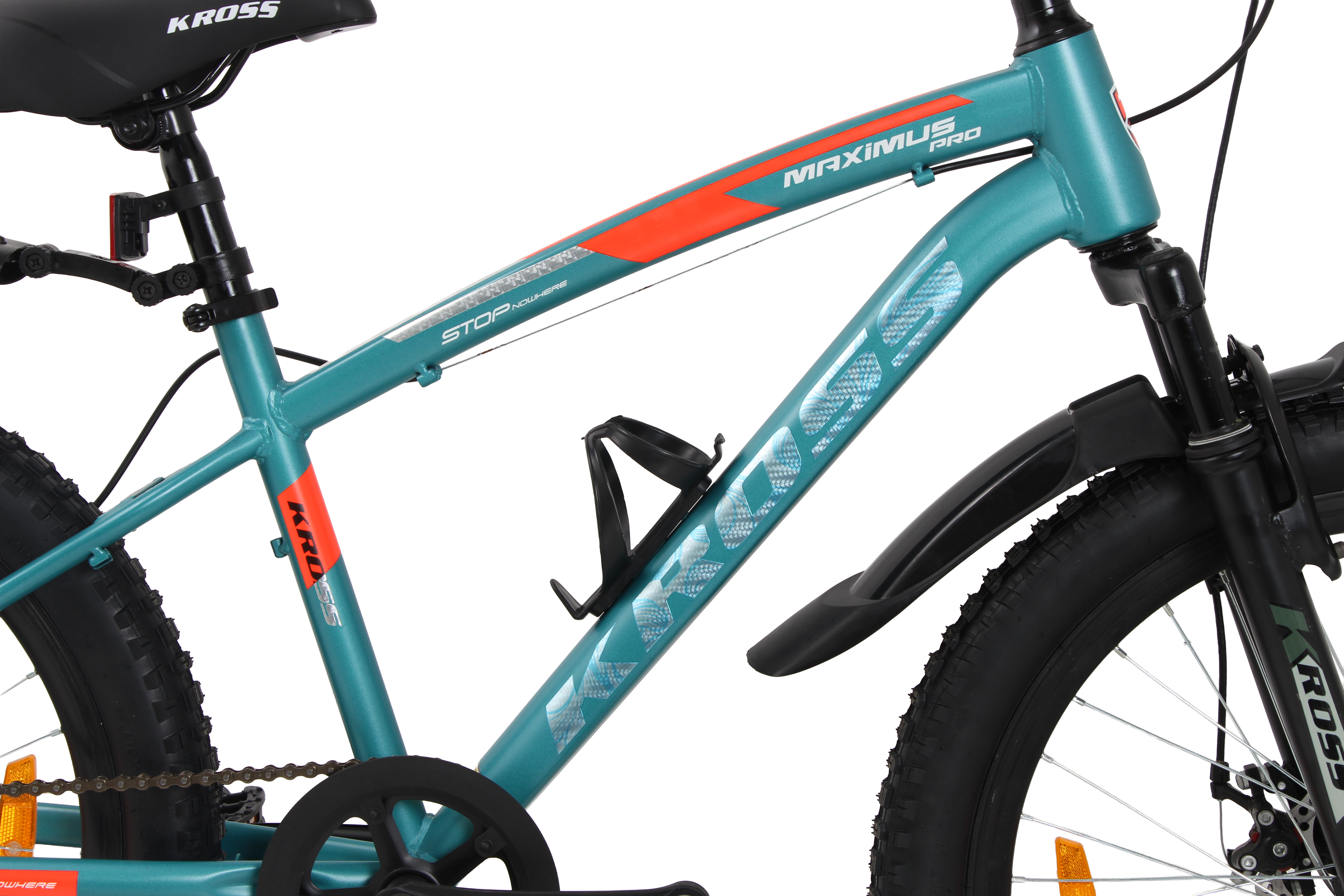 Kross Maximus Pro 24T Single Speed Double Disc Kids/Teens MTB – Matte Blue – Steel Frame, Suspension Fork, 24×2.40 Tyres