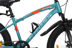 Kross Maximus Pro 24T Single Speed Double Disc Kids/Teens MTB – Matte Blue – Steel Frame, Suspension Fork, 24×2.40 Tyres