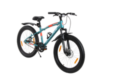 Kross Maximus Pro 24T Single Speed Double Disc Kids/Teens MTB – Matte Blue – Steel Frame, Suspension Fork, 24×2.40 Tyres