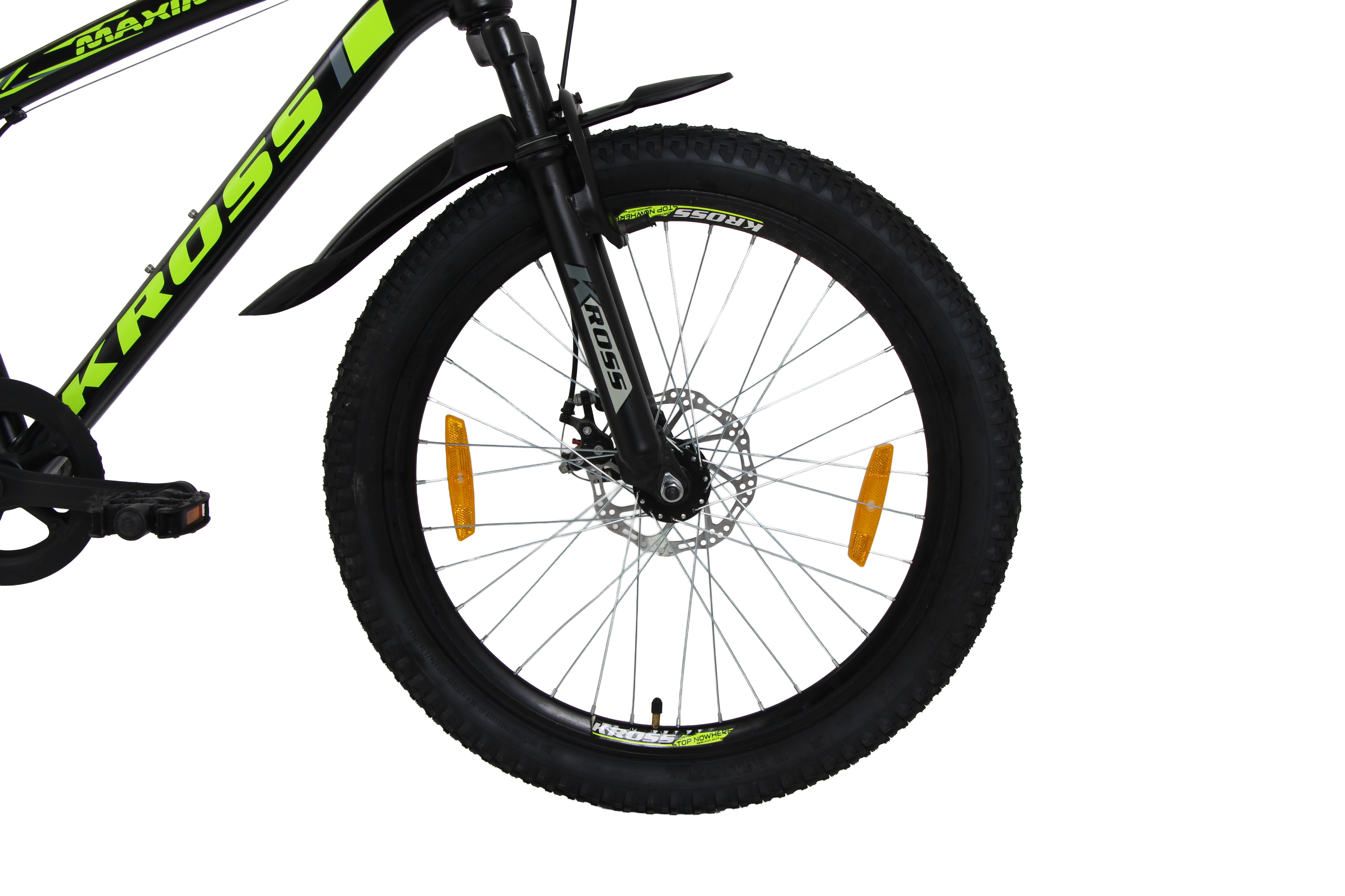 Maximus Pro Kross 24T Black Yellow | Single Speed MTB with Disc Brake | Steel Frame | 24×2.35 Tyres | Front Suspension