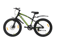 Maximus Pro Kross 24T Black Yellow | Single Speed MTB with Disc Brake | Steel Frame | 24×2.35 Tyres | Front Suspension