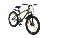 Maximus Pro Kross 24T Black Yellow | Single Speed MTB with Disc Brake | Steel Frame | 24×2.35 Tyres | Front Suspension