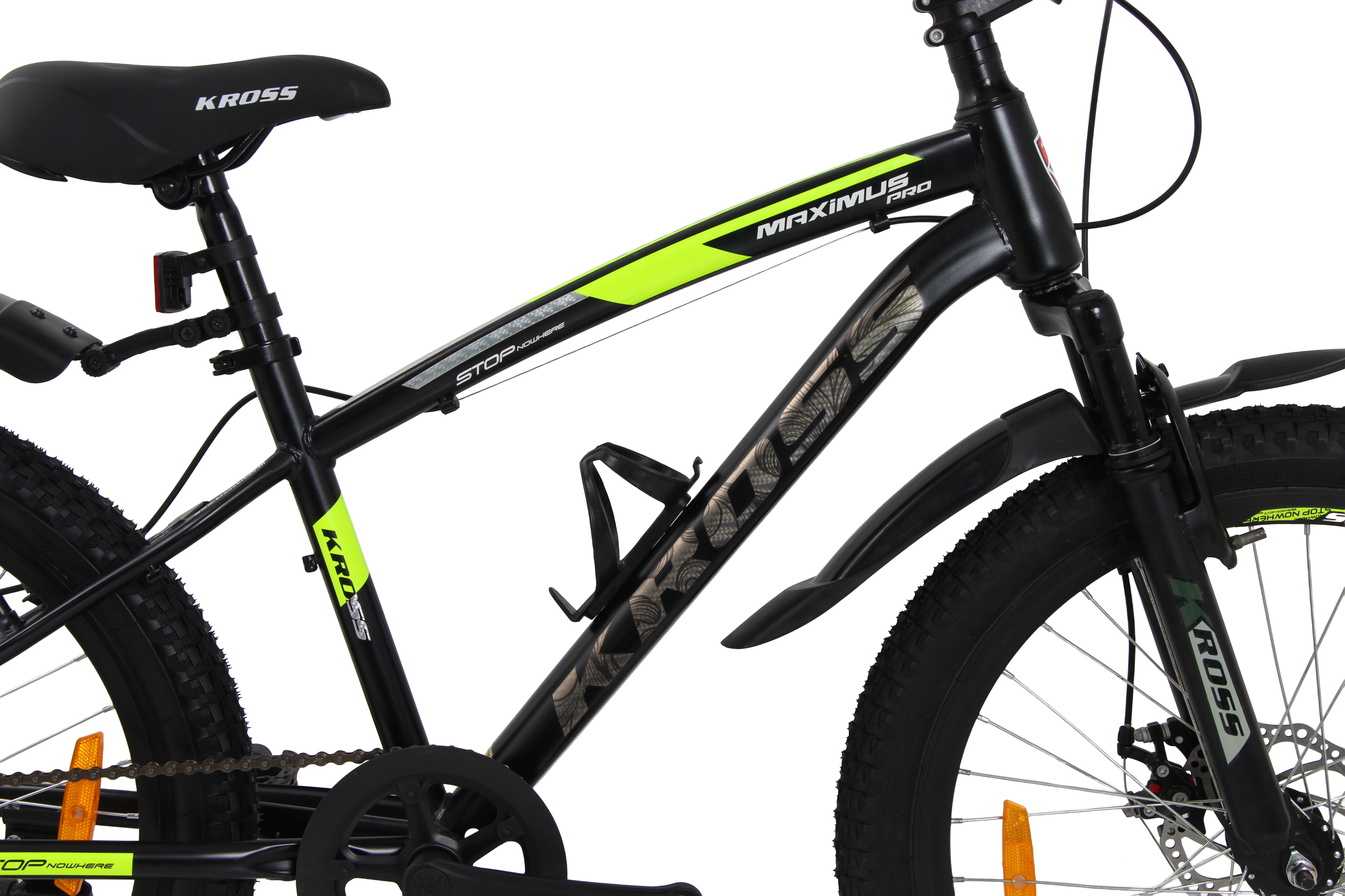 Maximus Pro Kross 24T Black/Yellow – Single-Speed Disc MTB with Suspension & Steel Frame